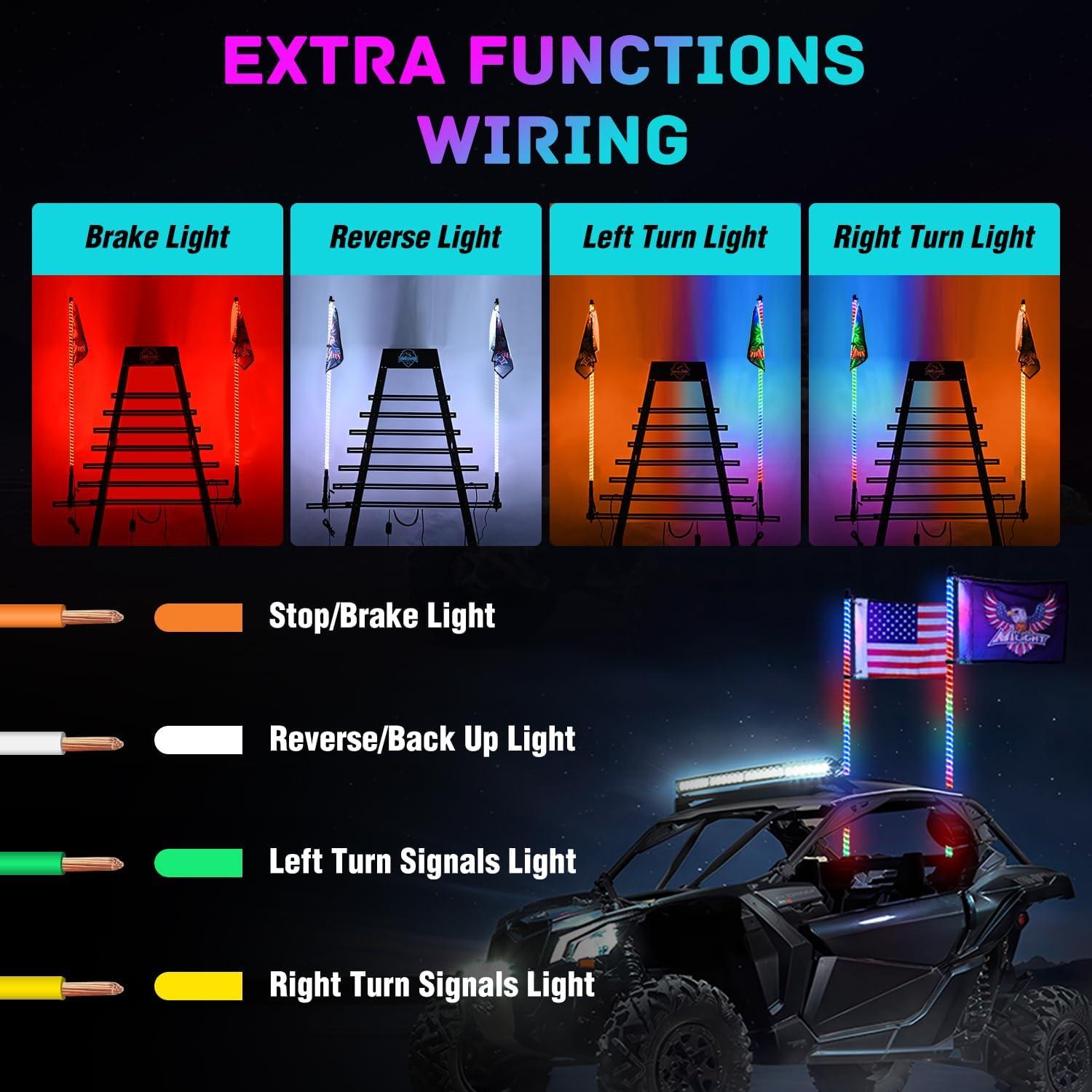 image:imageNilight 1PC 4FT Spiral RGB Led Whip Light with Spring Base Chasing Light RF Remote Control Lighted Antenna Whips for CanAm ATV UTV RZR Polaris Dune Buggy Offroad Truck 2 Years WarrantyRGB COBRemote APP Control