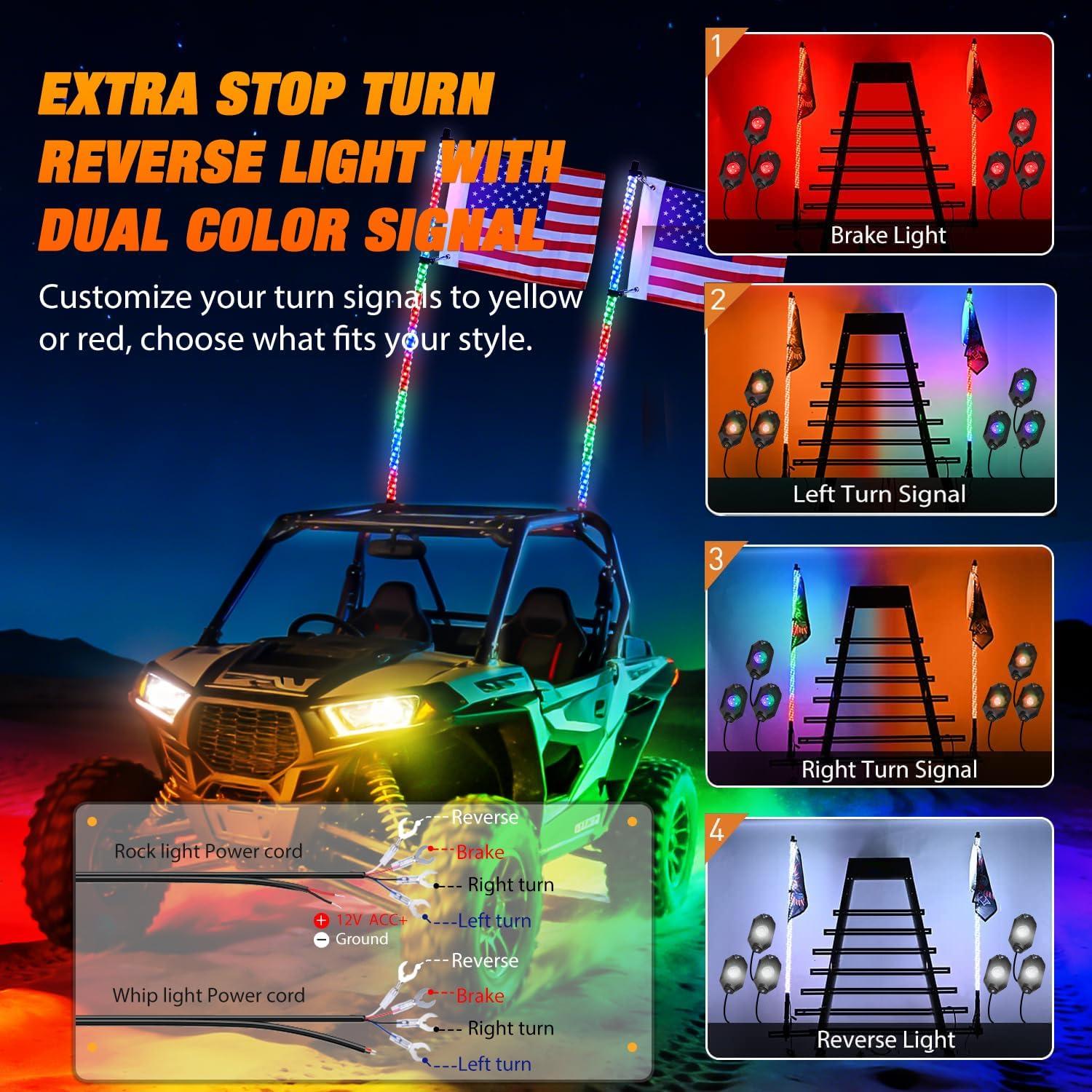 image:imageNilight 1PC 4FT Spiral RGB Led Whip Light with Spring Base Chasing Light RF Remote Control Lighted Antenna Whips for CanAm ATV UTV RZR Polaris Dune Buggy Offroad Truck 2 Years WarrantyRGBRemote APP Control