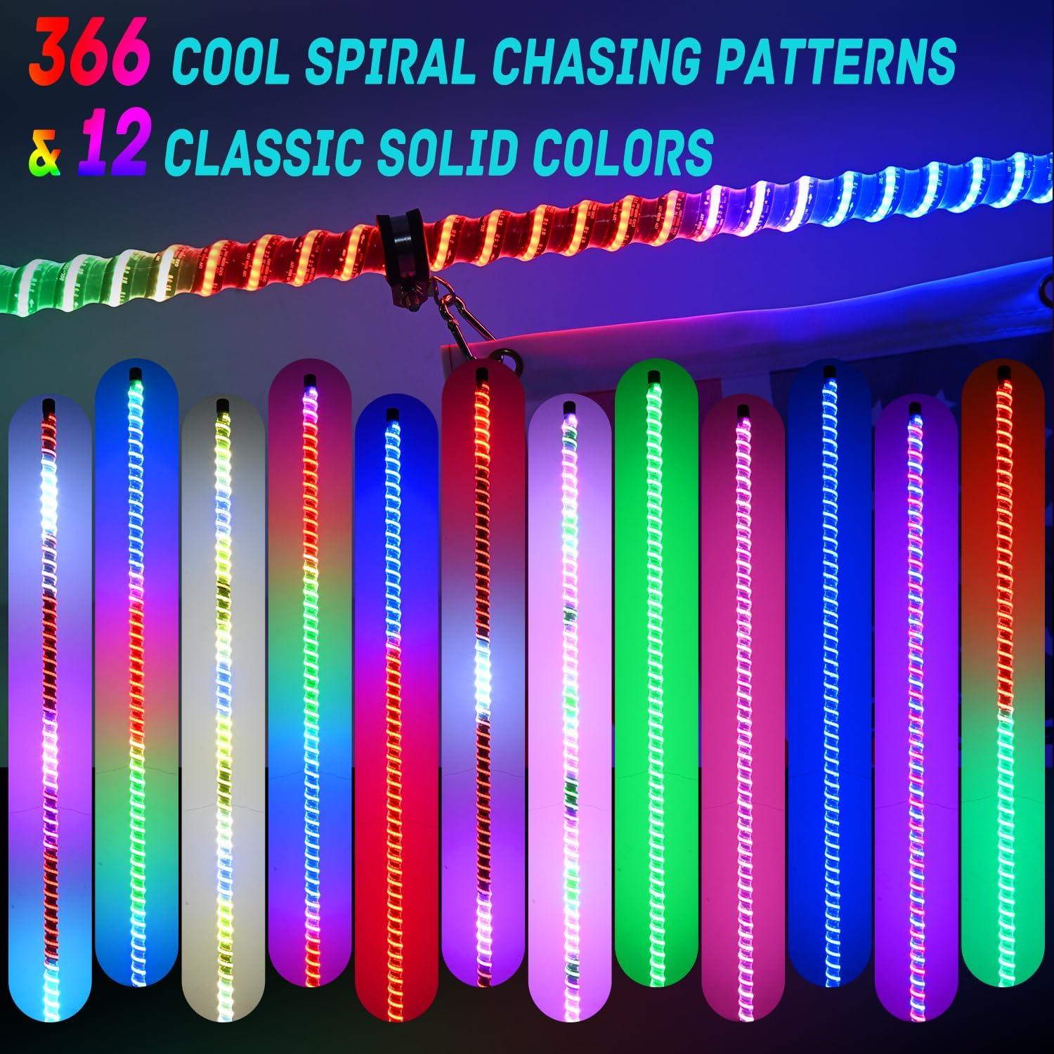 image:imageNilight 1PC 4FT Spiral RGB Led Whip Light with Spring Base Chasing Light RF Remote Control Lighted Antenna Whips for CanAm ATV UTV RZR Polaris Dune Buggy Offroad Truck 2 Years WarrantyRGB COBRemote APP Control