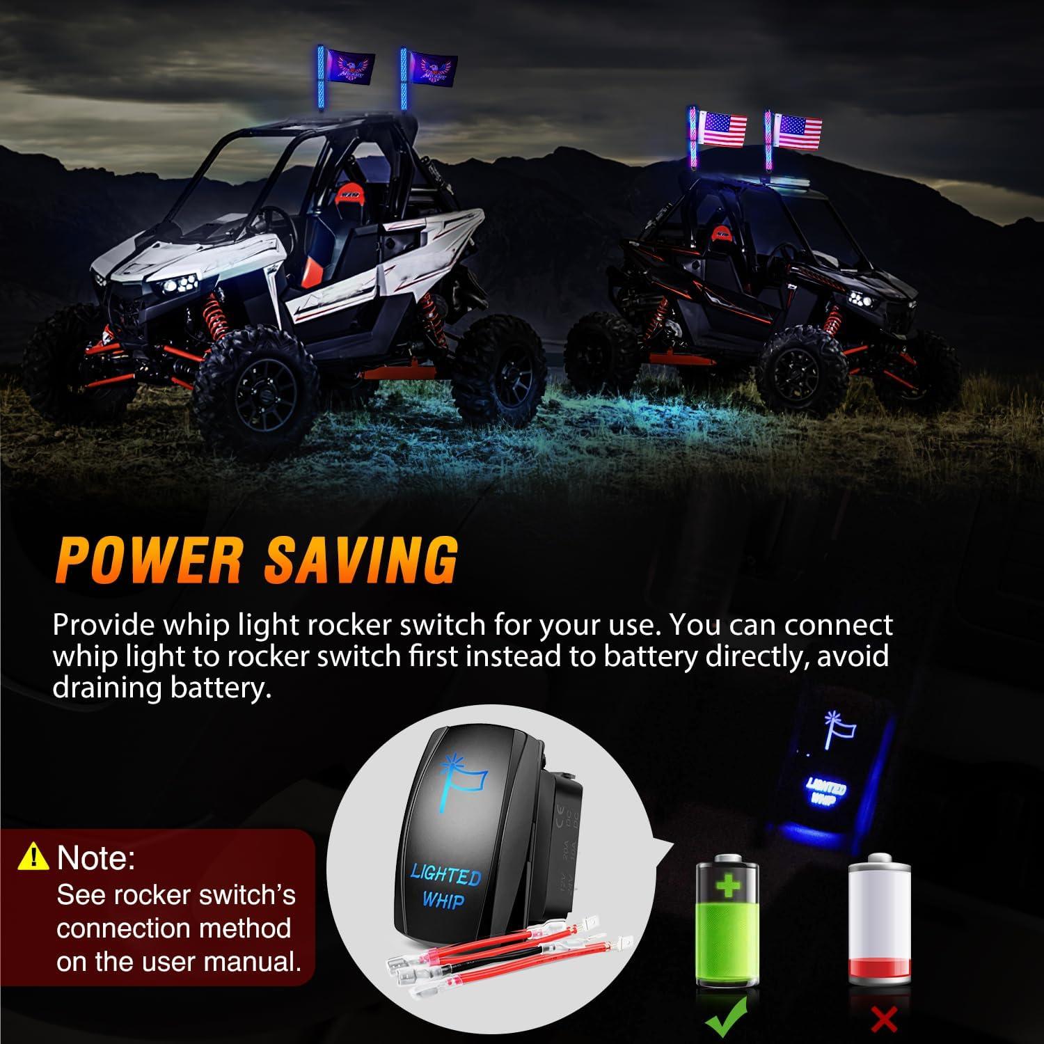 image:imageNilight 1PC 4FT Spiral RGB Led Whip Light with Spring Base Chasing Light RF Remote Control Lighted Antenna Whips for CanAm ATV UTV RZR Polaris Dune Buggy Offroad Truck 2 Years WarrantyRGB FatRemote APP Control