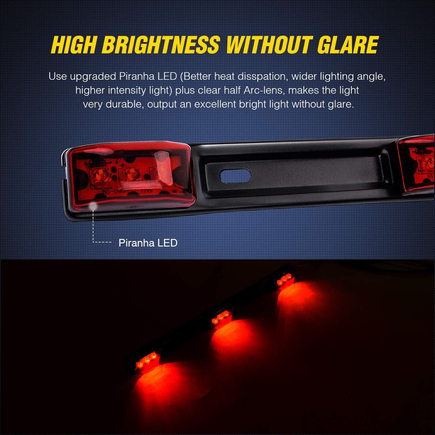image:imageNilight 2PCS 12V LED Submersible Low Profile Square Trailer Lights with 1PC Red 9 LED ID Bar Marker Tail Identification Light for Truck RV Car Bus Trailer Van Caravan Boat 2 Years Warranty
