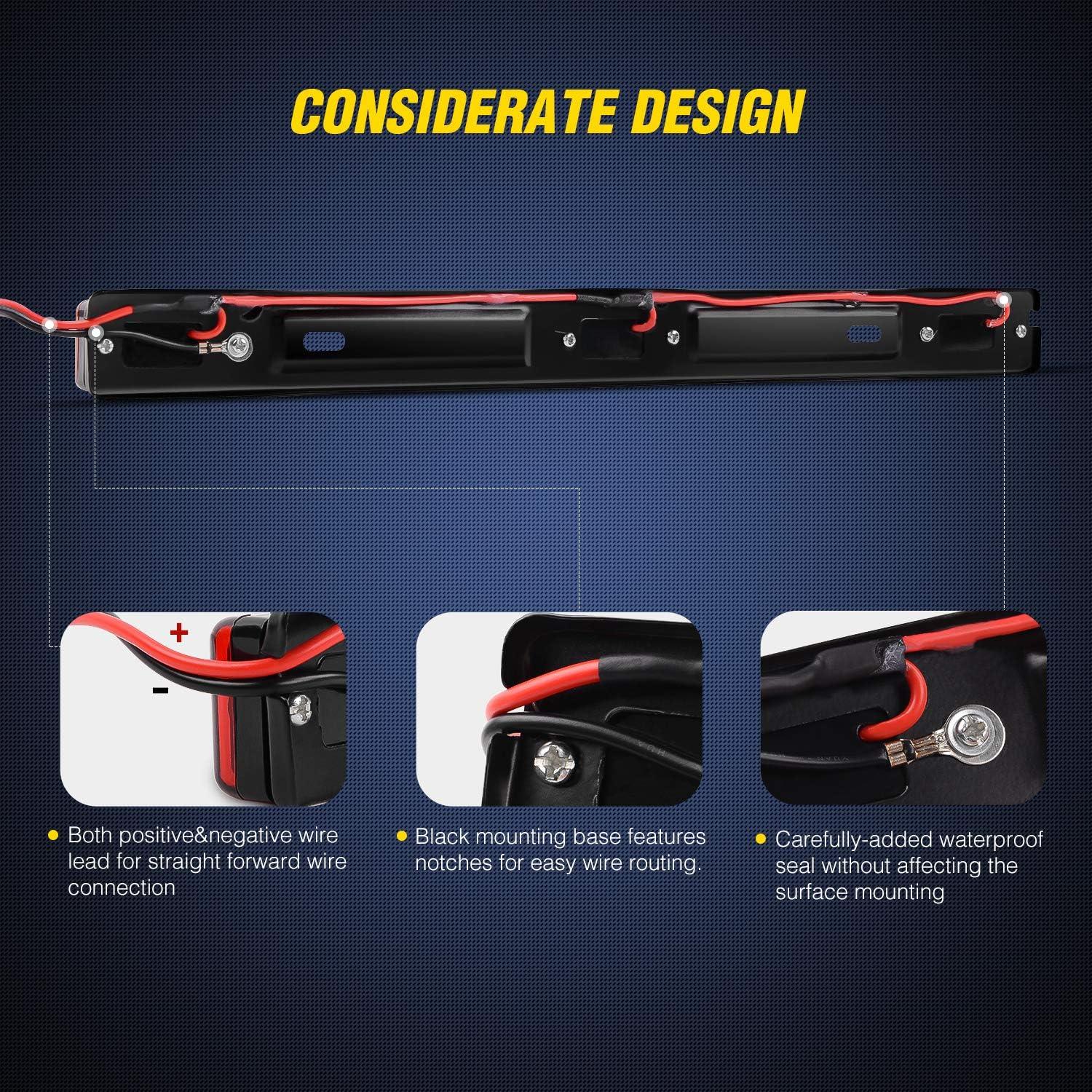 image:imageNilight 2PCS 12V LED Submersible Low Profile Square Trailer Lights with 1PC Red 9 LED ID Bar Marker Tail Identification Light for Truck RV Car Bus Trailer Van Caravan Boat 2 Years Warranty