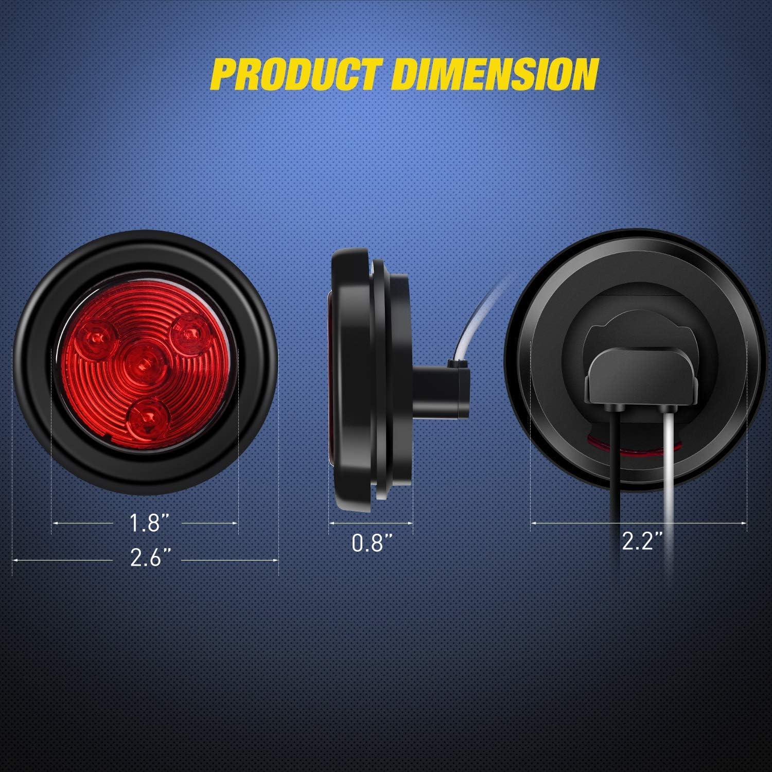 image:imageNilight 2PCS 4Inch Round Red LED Trailer Tail Lights with 5PCS 4 LED Round Trailer LED Marker Clearance Light for Truck RV Car Bus Trailer Van Caravan Boat 2 Years Warranty