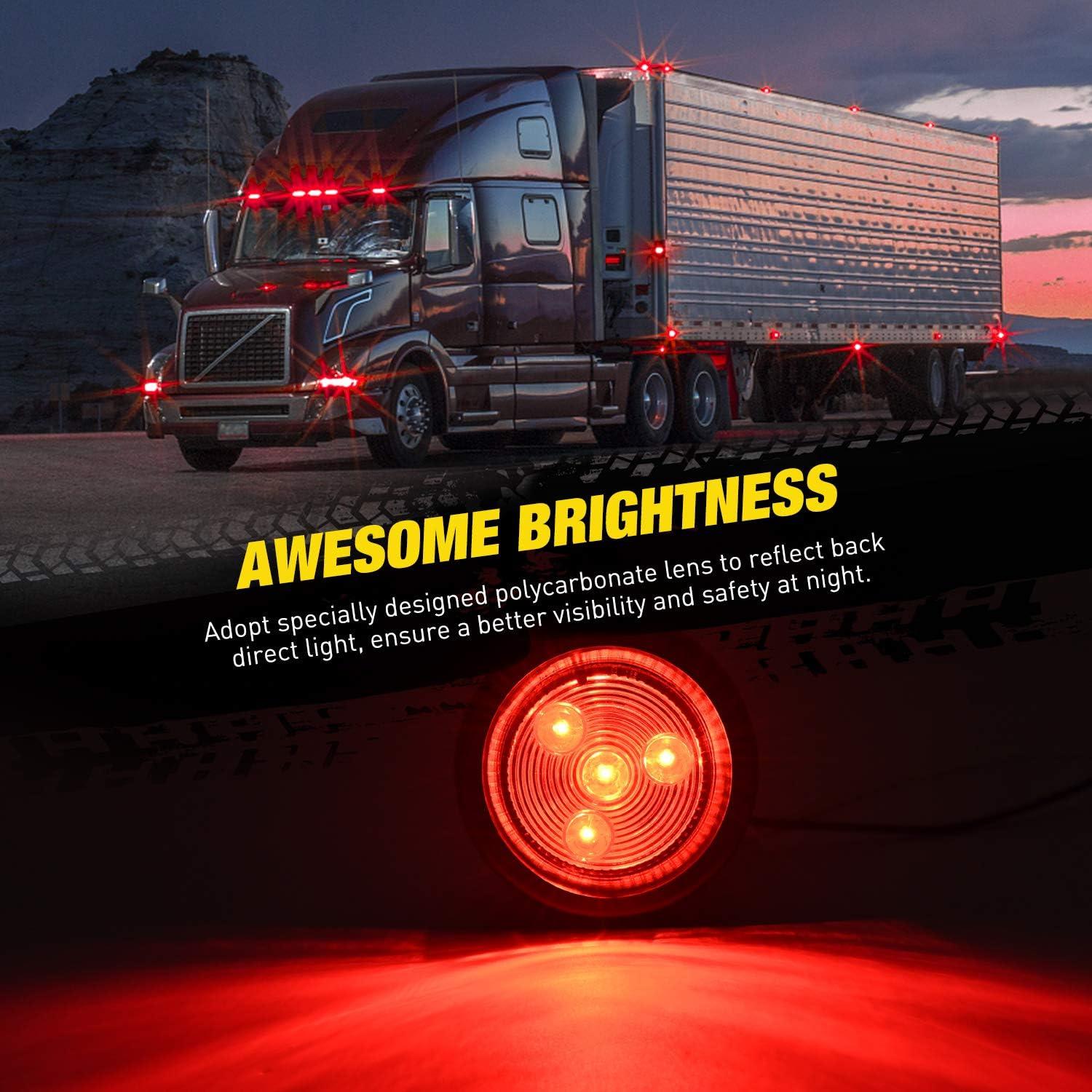 image:imageNilight 2PCS 4Inch Round Red LED Trailer Tail Lights with 5PCS 4 LED Round Trailer LED Marker Clearance Light for Truck RV Car Bus Trailer Van Caravan Boat 2 Years Warranty