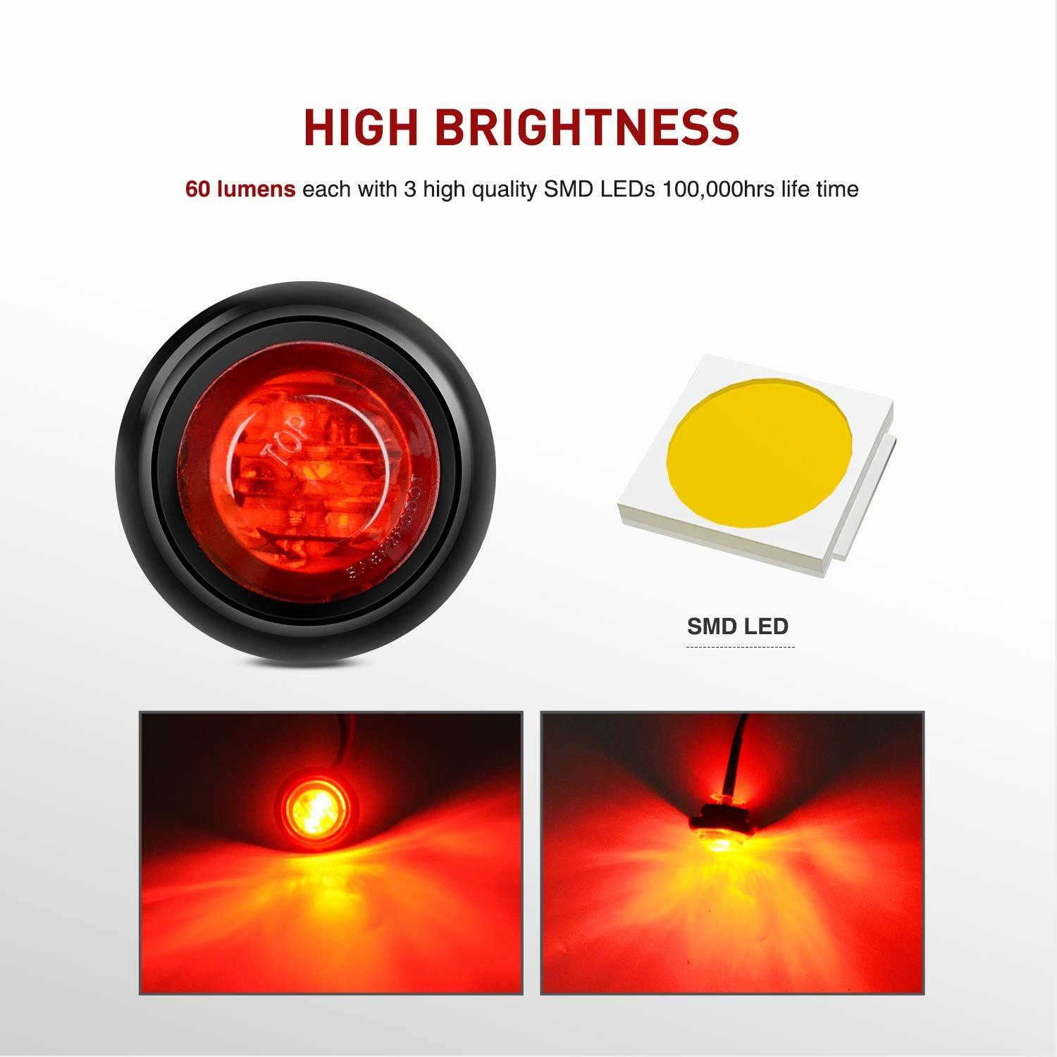 image:imageNilight 2PCS 6 Oval White LED Tail Trailer Lights with 10PCS 34 Inch Round Mini LED Clearance Light for Truck RV Car Bus Trailer Van Caravan Boat 2 Years Warranty