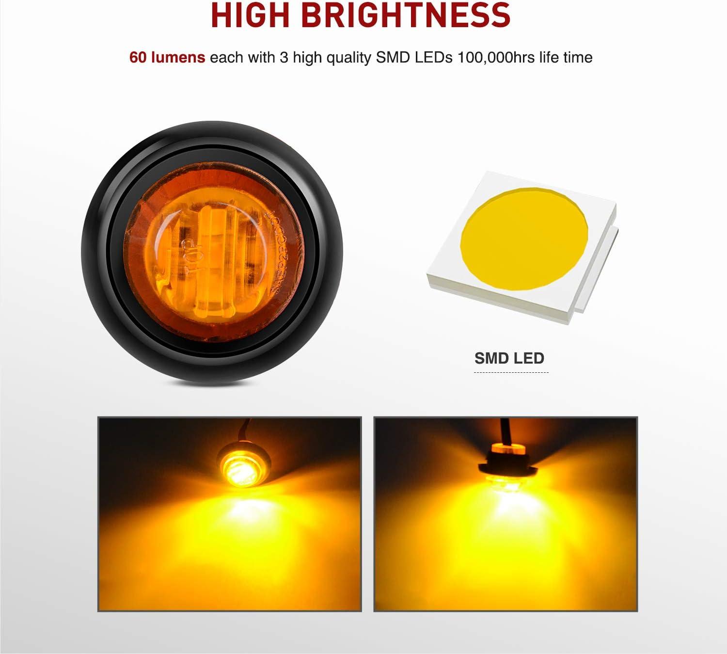 image:imageNilight 2PCS 6 Oval White LED Tail Trailer Lights with 10PCS 34 Inch Round Mini LED Clearance Light for Truck RV Car Bus Trailer Van Caravan Boat 2 Years Warranty