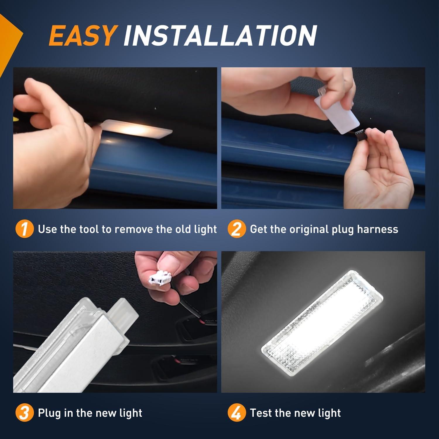 image:imageNilight 2PCS LED Interior Door Panel Light Courtesy Warning Lights Blue Red Plug and Play Compatible with Chevy GMC CK Silverado Sierra 1500 2500 3500 HD Suburban Cadillac Escalade Hummer H2White
