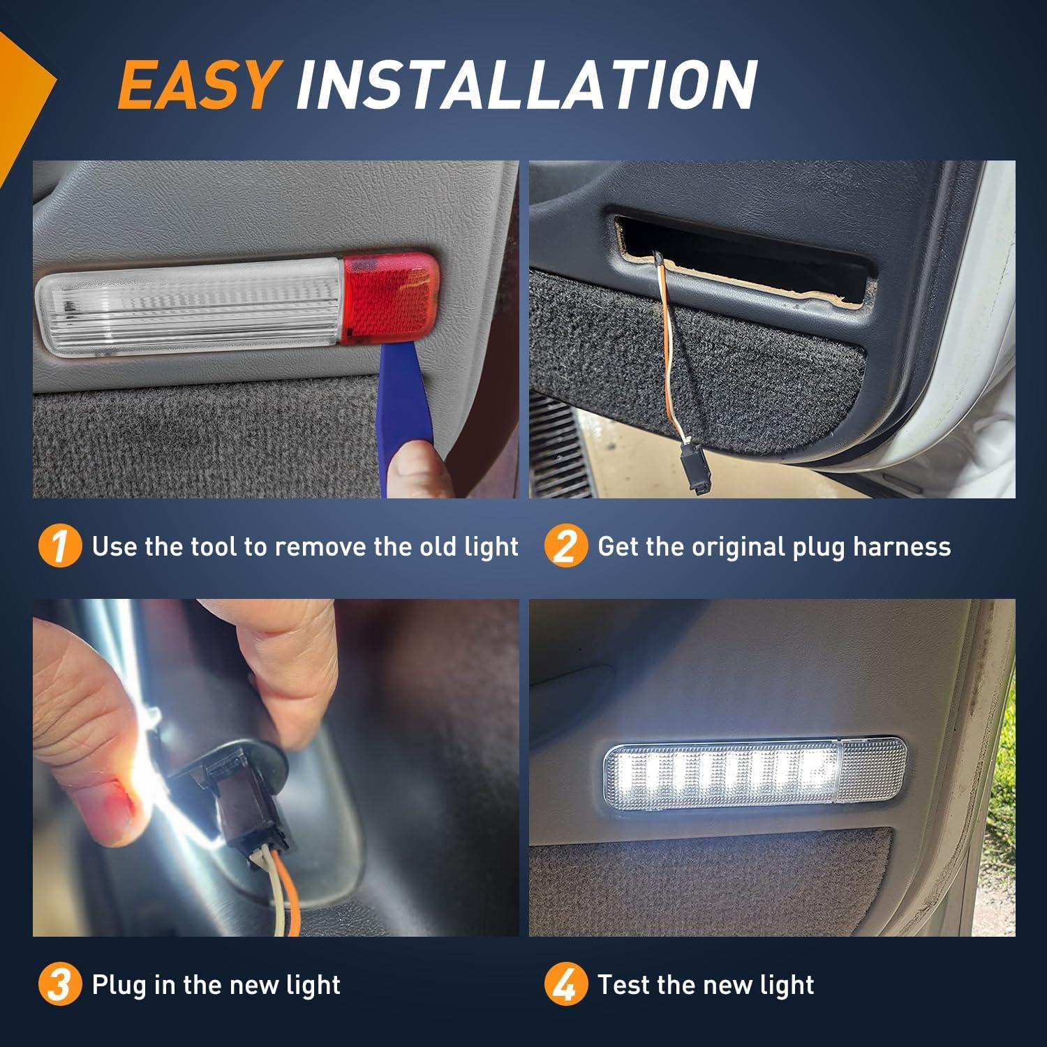 image:imageNilight 2PCS LED Interior Door Panel Light Courtesy Warning Lights Blue Red Plug and Play Compatible with Chevy GMC CK Silverado Sierra 1500 2500 3500 HD Suburban Cadillac Escalade Hummer H2White
