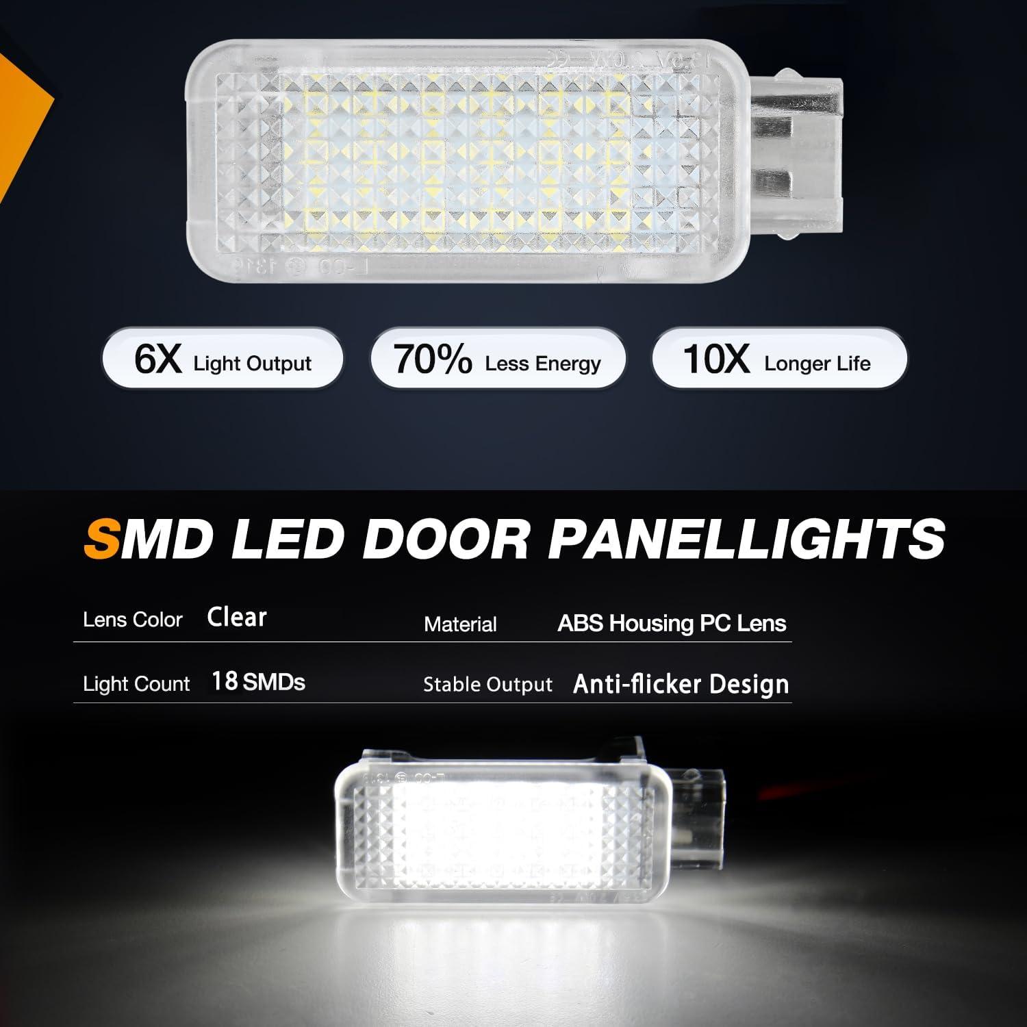 image:imageNilight 2PCS LED Interior Door Panel Light Courtesy Warning Lights Blue Red Plug and Play Compatible with Chevy GMC CK Silverado Sierra 1500 2500 3500 HD Suburban Cadillac Escalade Hummer H2White