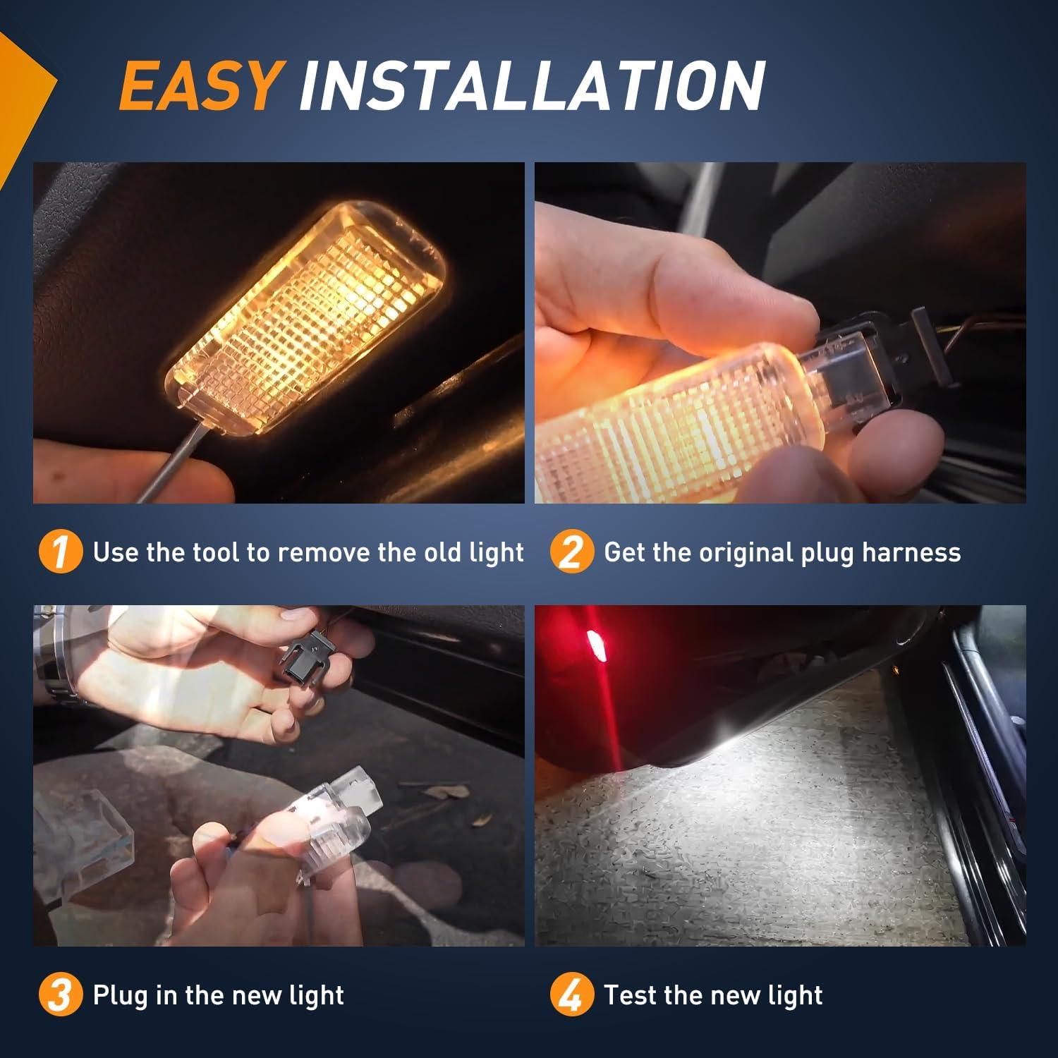 image:imageNilight 2PCS LED Interior Door Panel Light Courtesy Warning Lights Blue Red Plug and Play Compatible with Chevy GMC CK Silverado Sierra 1500 2500 3500 HD Suburban Cadillac Escalade Hummer H2White