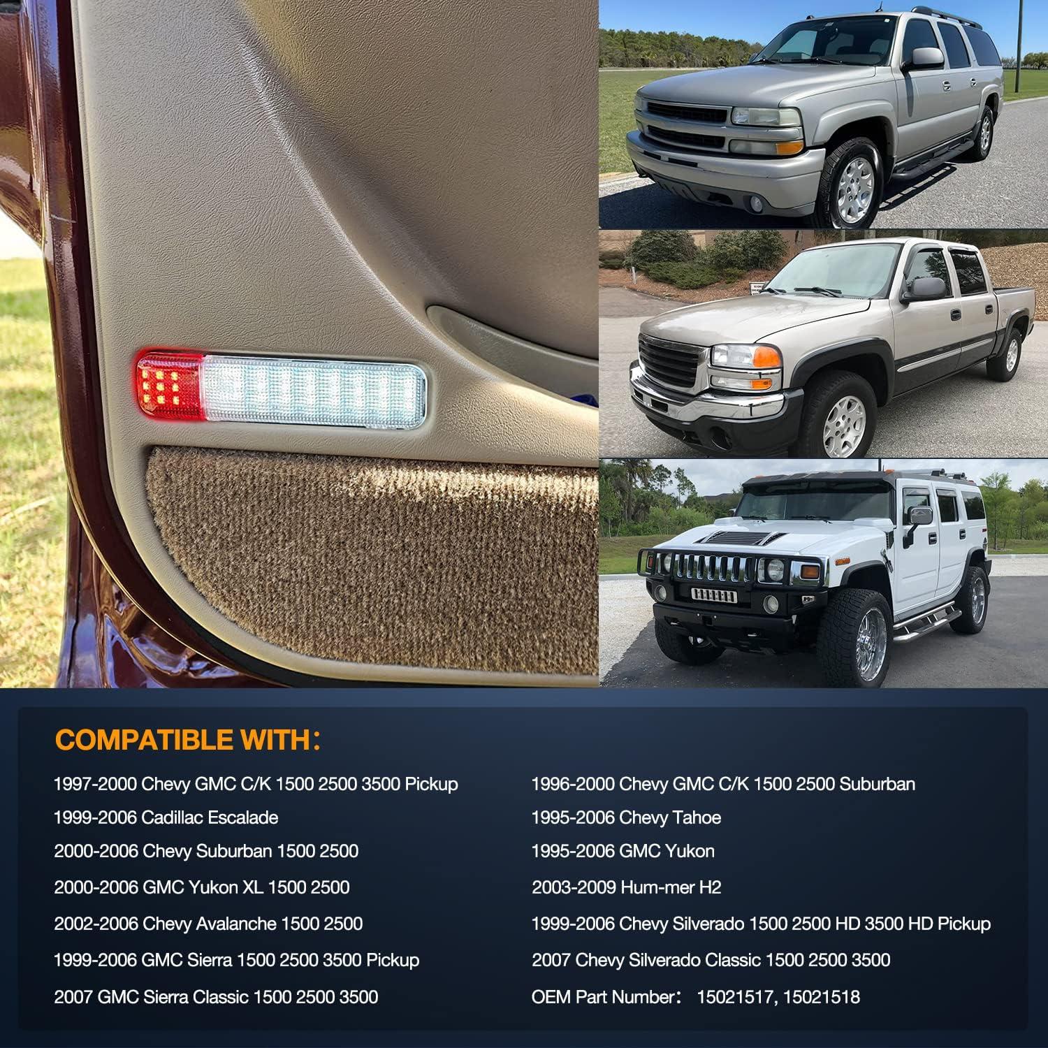 image:imageNilight 2PCS LED Interior Door Panel Light Courtesy Warning Lights Blue Red Plug and Play Compatible with Chevy GMC CK Silverado Sierra 1500 2500 3500 HD Suburban Cadillac Escalade Hummer H2RedWhite