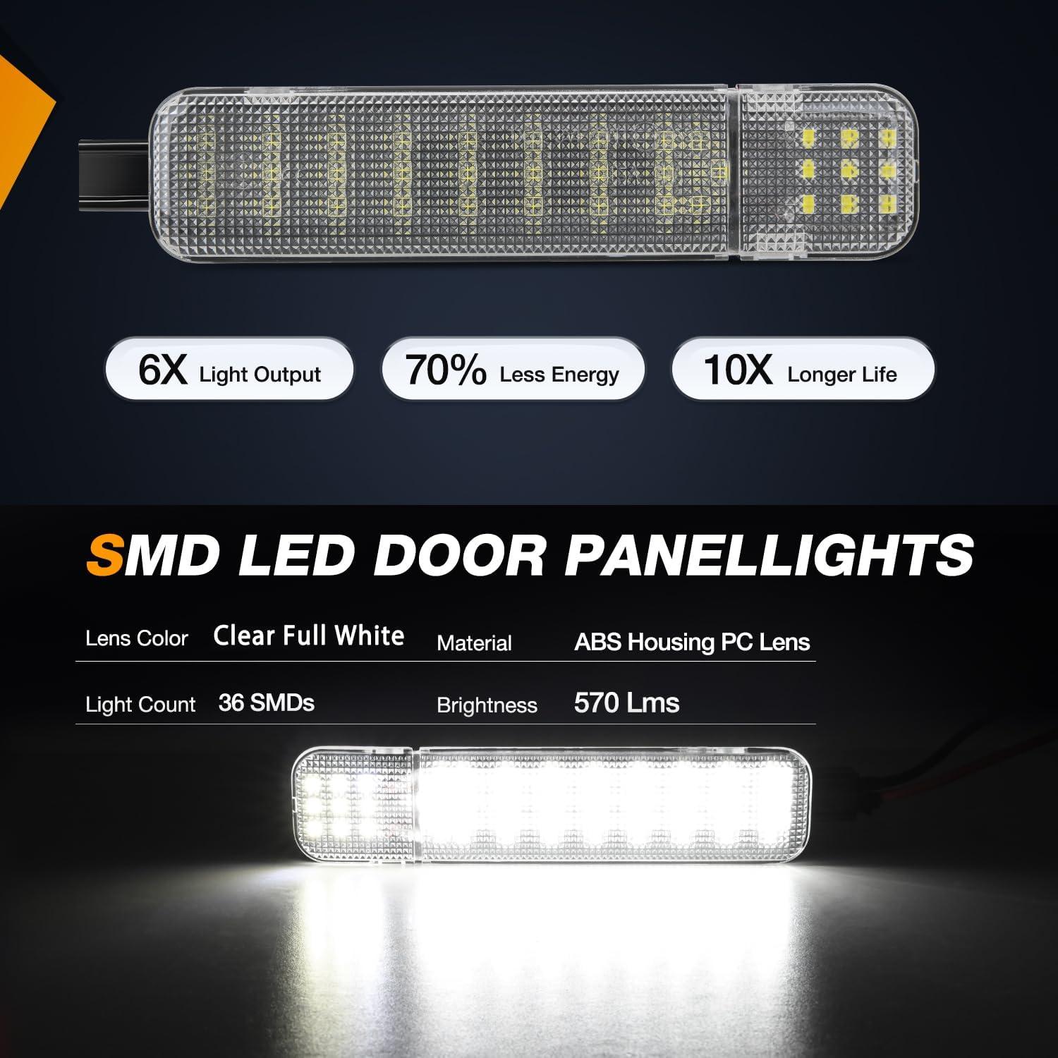 image:imageNilight 2PCS LED Interior Door Panel Light Courtesy Warning Lights Blue Red Plug and Play Compatible with Chevy GMC CK Silverado Sierra 1500 2500 3500 HD Suburban Cadillac Escalade Hummer H2White