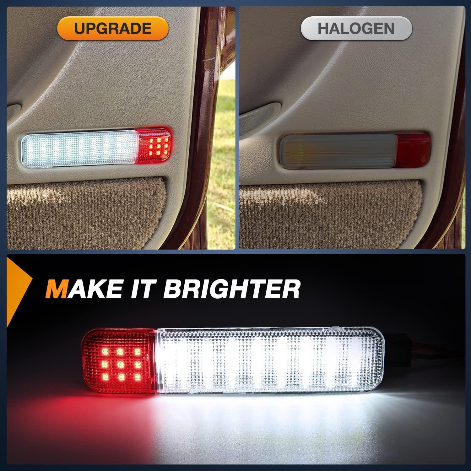 image:imageNilight 2PCS LED Interior Door Panel Light Courtesy Warning Lights Blue Red Plug and Play Compatible with Chevy GMC CK Silverado Sierra 1500 2500 3500 HD Suburban Cadillac Escalade Hummer H2RedWhite