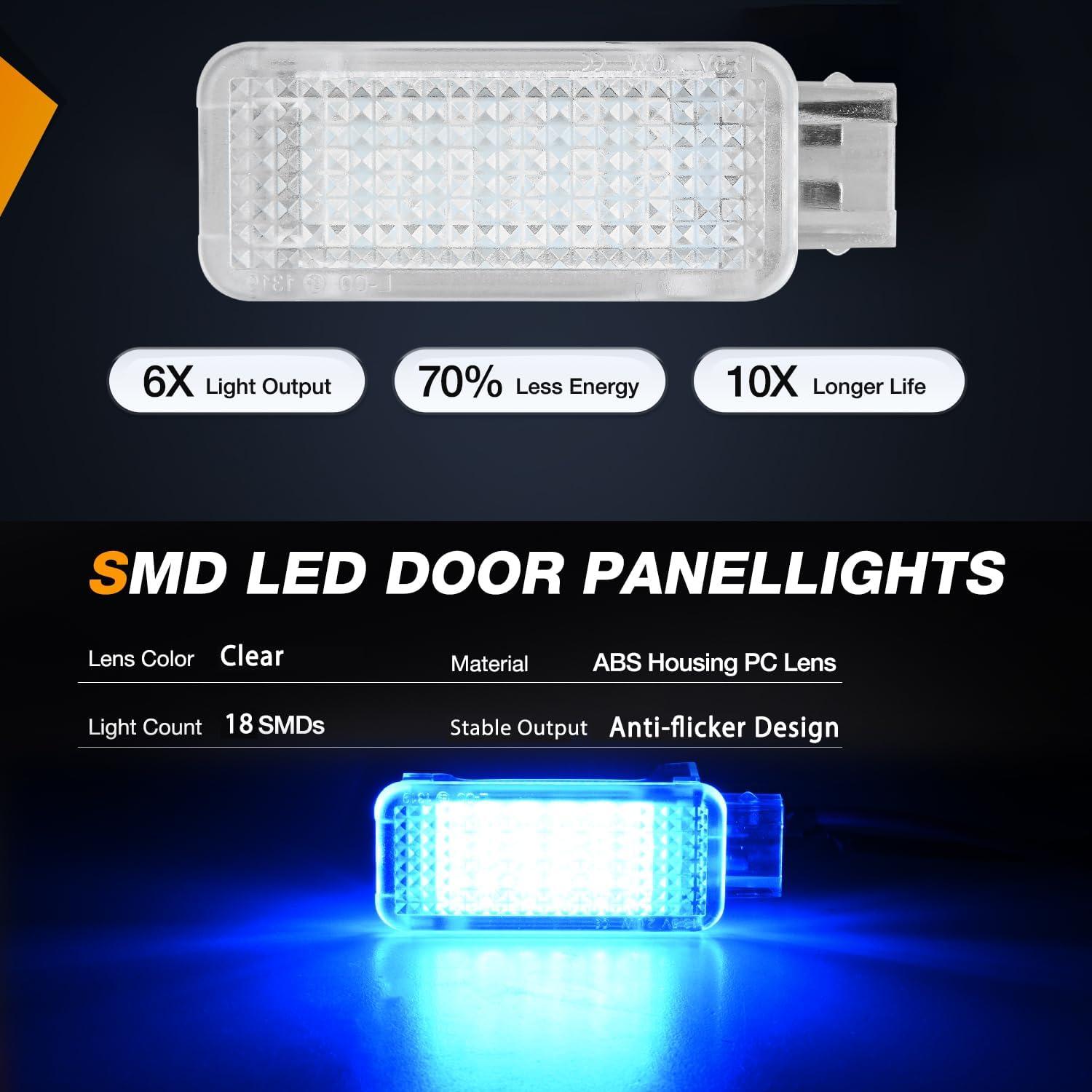 image:imageNilight 2PCS LED Interior Door Panel Light Courtesy Warning Lights Blue Red Plug and Play Compatible with Chevy GMC CK Silverado Sierra 1500 2500 3500 HD Suburban Cadillac Escalade Hummer H2Blue