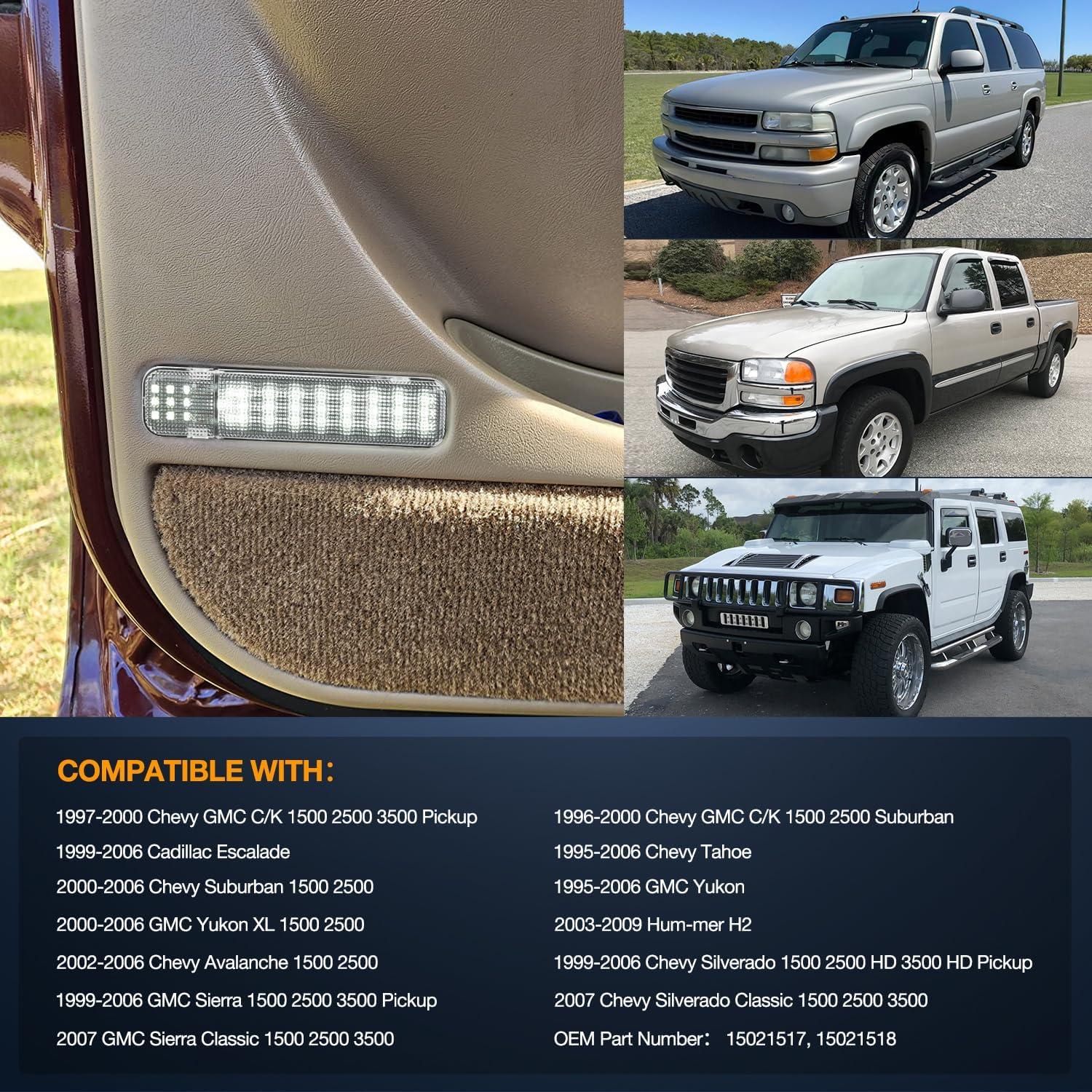 image:imageNilight 2PCS LED Interior Door Panel Light Courtesy Warning Lights Blue Red Plug and Play Compatible with Chevy GMC CK Silverado Sierra 1500 2500 3500 HD Suburban Cadillac Escalade Hummer H2White