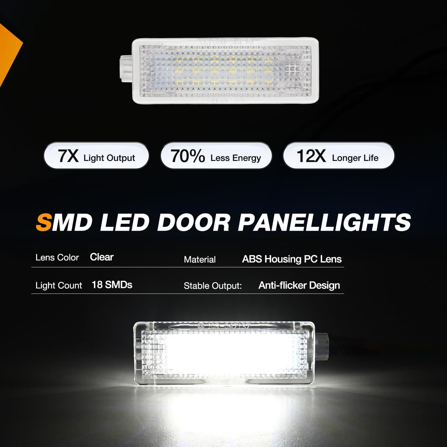 image:imageNilight 2PCS LED Interior Door Panel Light Courtesy Warning Lights Blue Red Plug and Play Compatible with Chevy GMC CK Silverado Sierra 1500 2500 3500 HD Suburban Cadillac Escalade Hummer H2White