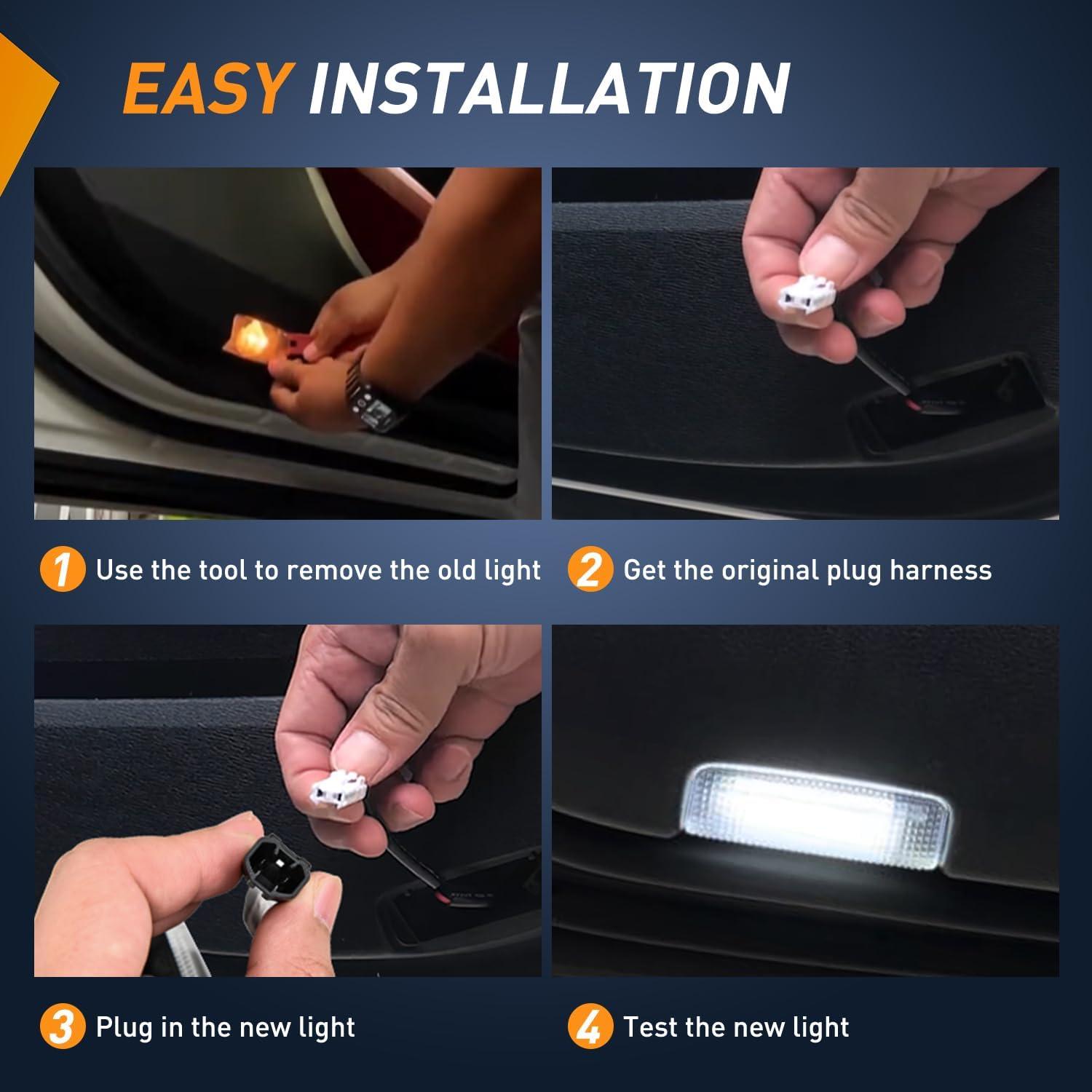 image:imageNilight 2PCS LED Interior Door Panel Light Courtesy Warning Lights Blue Red Plug and Play Compatible with Chevy GMC CK Silverado Sierra 1500 2500 3500 HD Suburban Cadillac Escalade Hummer H2White