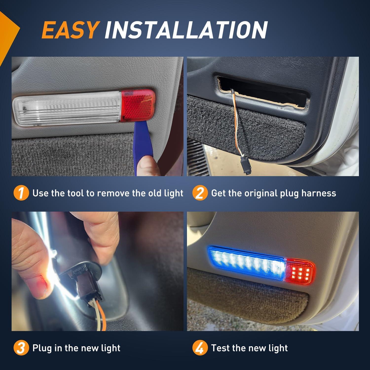 image:imageNilight 2PCS LED Interior Door Panel Light Courtesy Warning Lights Blue Red Plug and Play Compatible with Chevy GMC CK Silverado Sierra 1500 2500 3500 HD Suburban Cadillac Escalade Hummer H2RedBlue