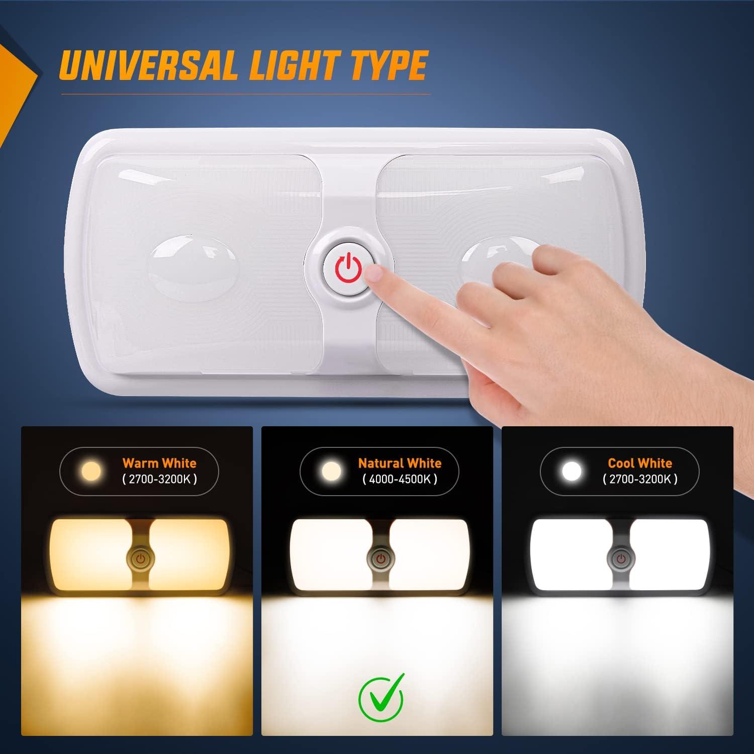 image:imageNilight 2pcs RV Interior Lights 12V24V LED Ceiling Light Fixture with ON Off Switch Inside Lighting Natural White 40004500K for Car RVs Trailer Camper BoatRV Interior Lights2PCS