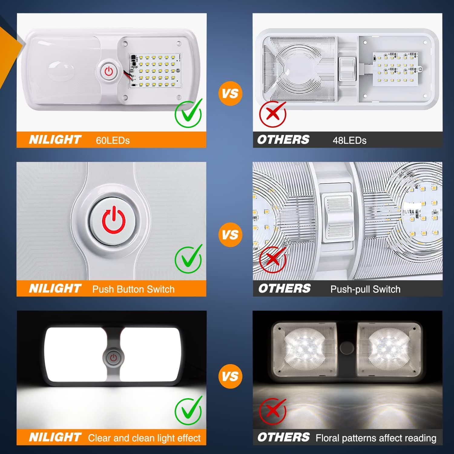 image:imageNilight 2pcs RV Interior Lights 12V24V LED Ceiling Light Fixture with ON Off Switch Inside Lighting Natural White 40004500K for Car RVs Trailer Camper BoatRV Interior Lights5PCS