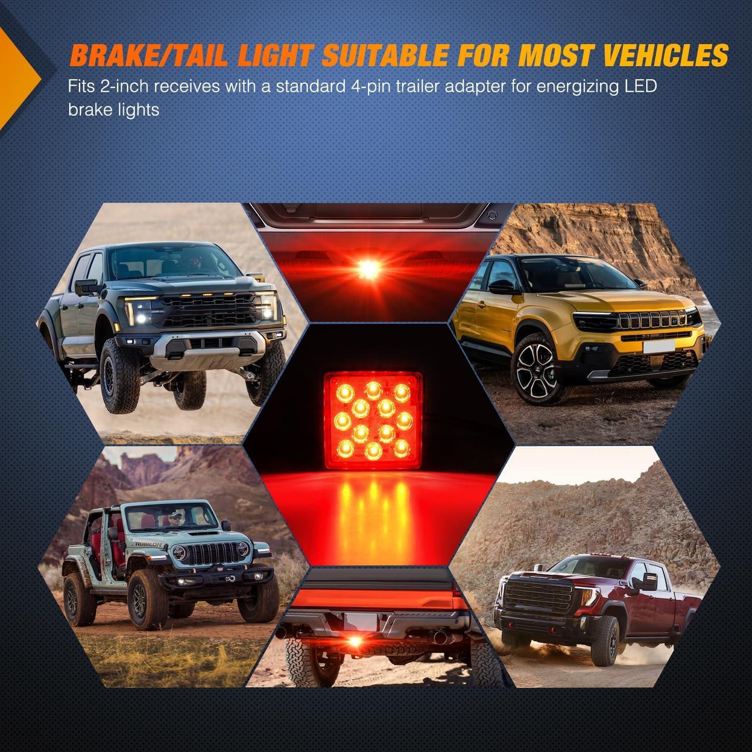 image:imageNilight 6Inch Oval Tail Light 2PCS 35LED Arrow Red Running Stop Brake Lights Surface Mount Waterproof for 12V Caravan Truck RV Camper Trailer BusLED Brake Trailer Light 1PCS