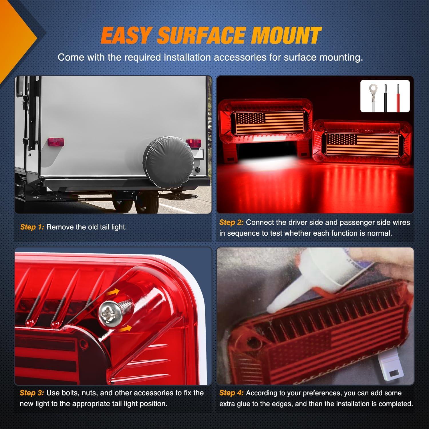 image:imageNilight 6Inch Oval Tail Light 2PCS 35LED Arrow Red Running Stop Brake Lights Surface Mount Waterproof for 12V Caravan Truck RV Camper Trailer BusRV Tail Light 72LED 2PCS