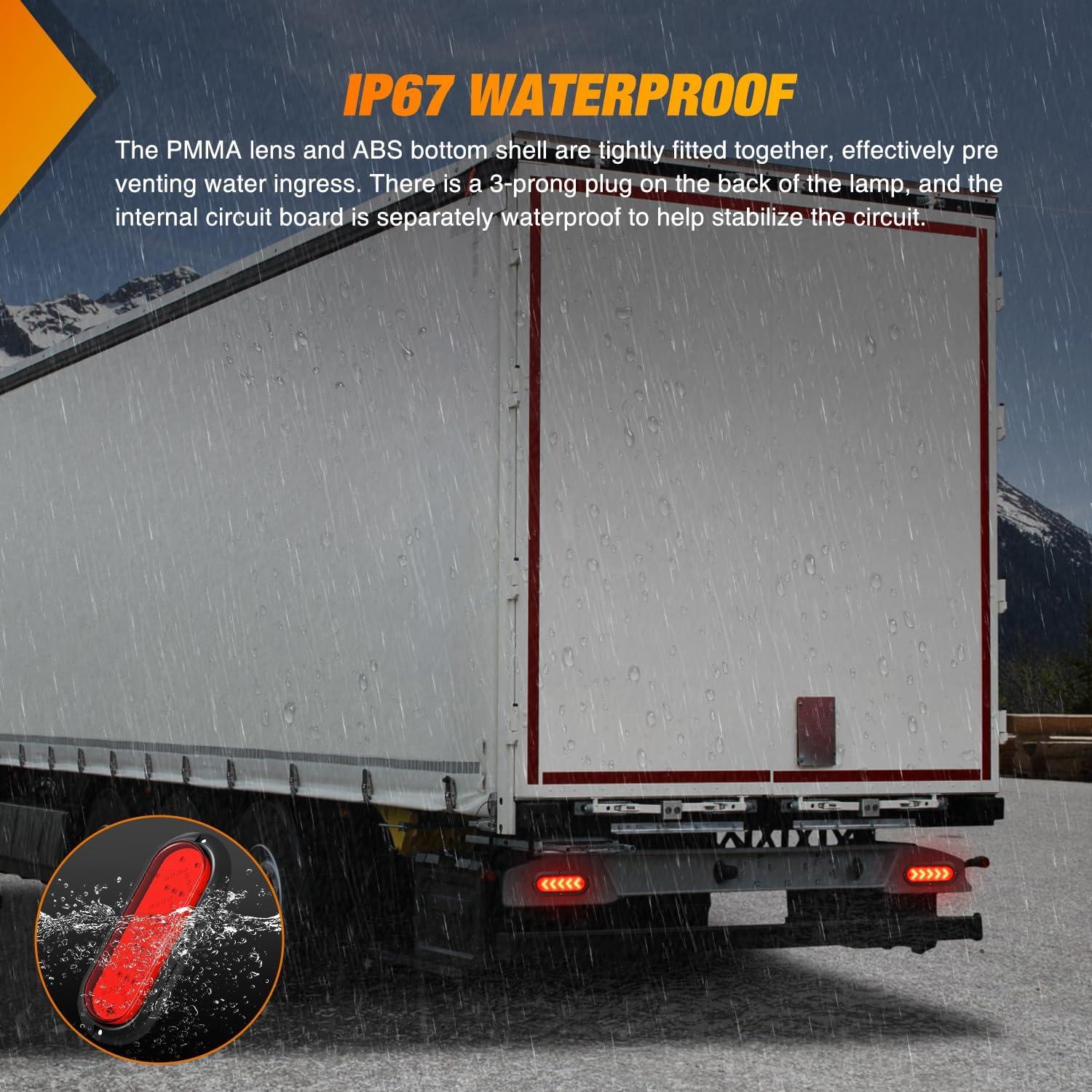 image:imageNilight 6Inch Oval Tail Light 2PCS 35LED Arrow Red Running Stop Brake Lights Surface Mount Waterproof for 12V Caravan Truck RV Camper Trailer BusRed Arrow Lights 2Pcs