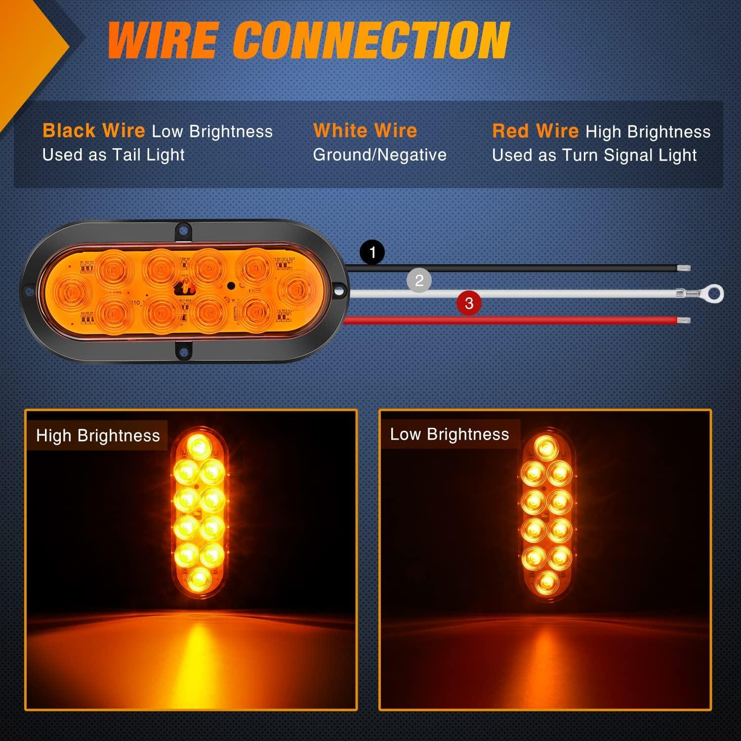 image:imageNilight 6Inch Oval Tail Light 2PCS 35LED Arrow Red Running Stop Brake Lights Surface Mount Waterproof for 12V Caravan Truck RV Camper Trailer BusRedWhiteAmber Lights Screws 6PCS