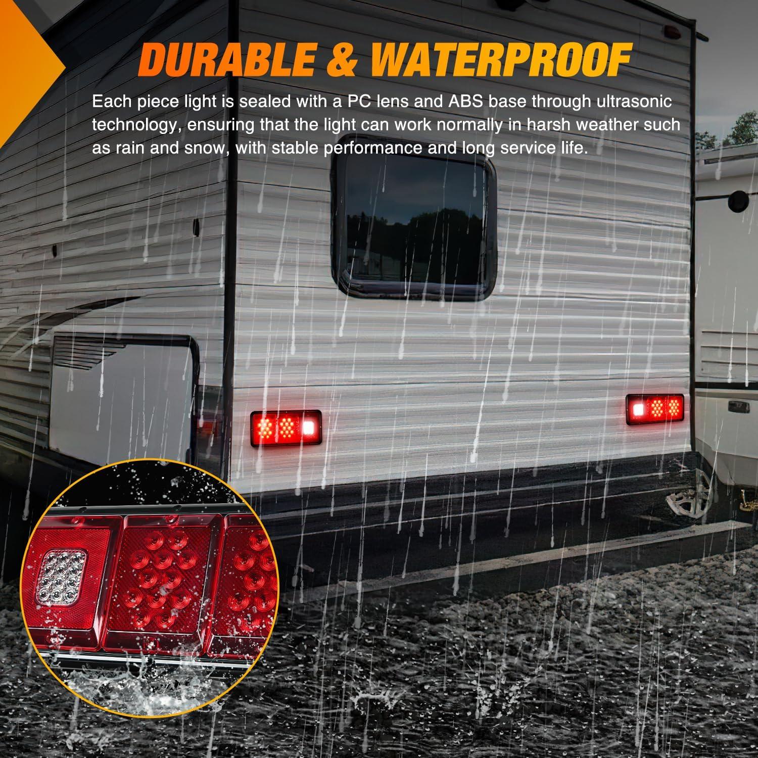 image:imageNilight 6Inch Oval Tail Light 2PCS 35LED Arrow Red Running Stop Brake Lights Surface Mount Waterproof for 12V Caravan Truck RV Camper Trailer BusTriple Tail Light 36LED 2PCS