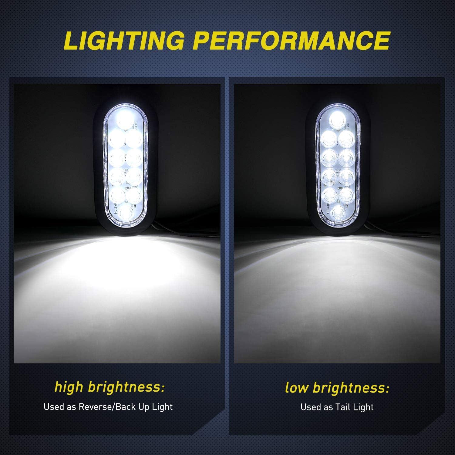image:imageNilight 6Inch Oval Tail Light 2PCS 35LED Arrow Red Running Stop Brake Lights Surface Mount Waterproof for 12V Caravan Truck RV Camper Trailer BusWhite Lights 2PCS