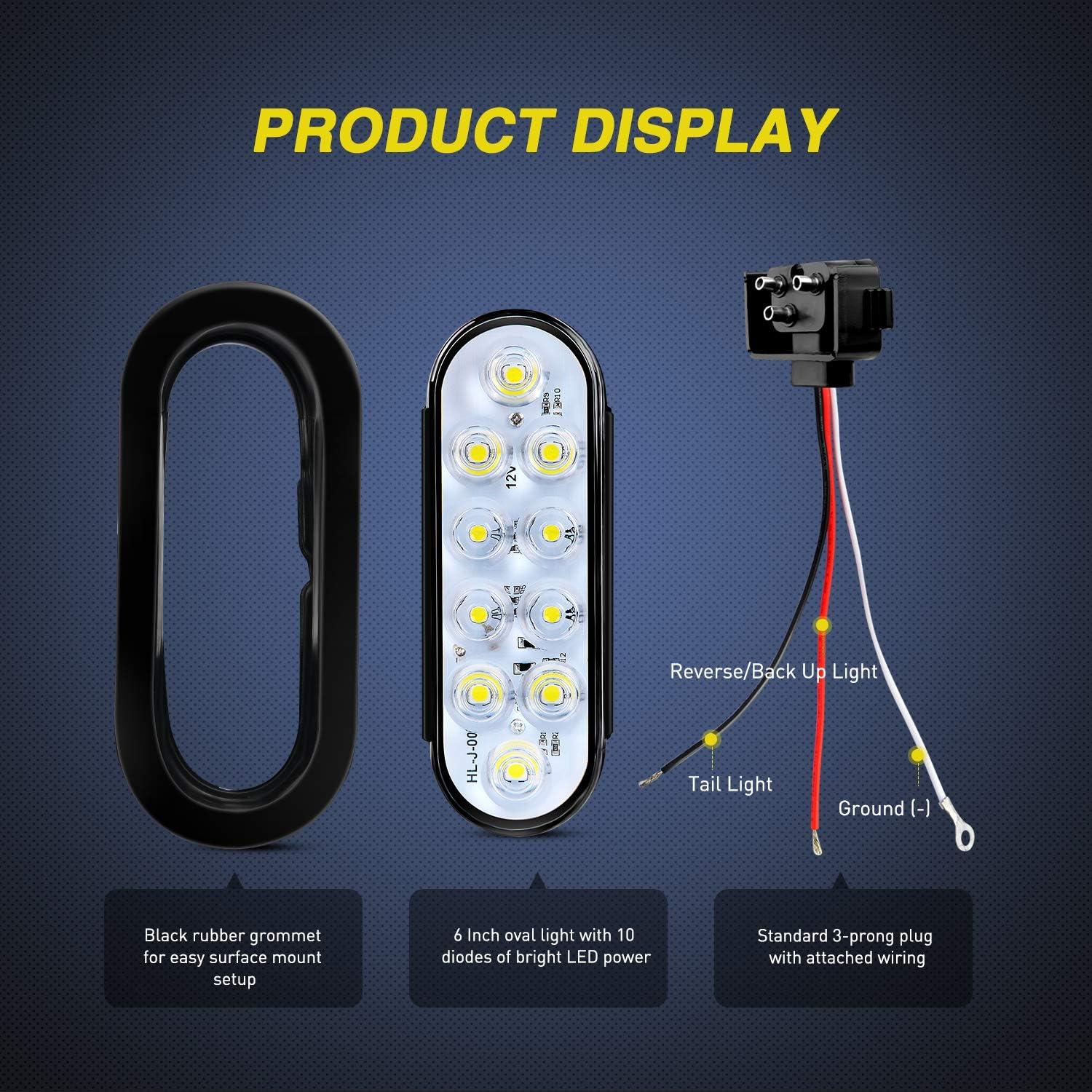 image:imageNilight 6Inch Oval Tail Light 2PCS 35LED Arrow Red Running Stop Brake Lights Surface Mount Waterproof for 12V Caravan Truck RV Camper Trailer BusWhite Lights 2PCS