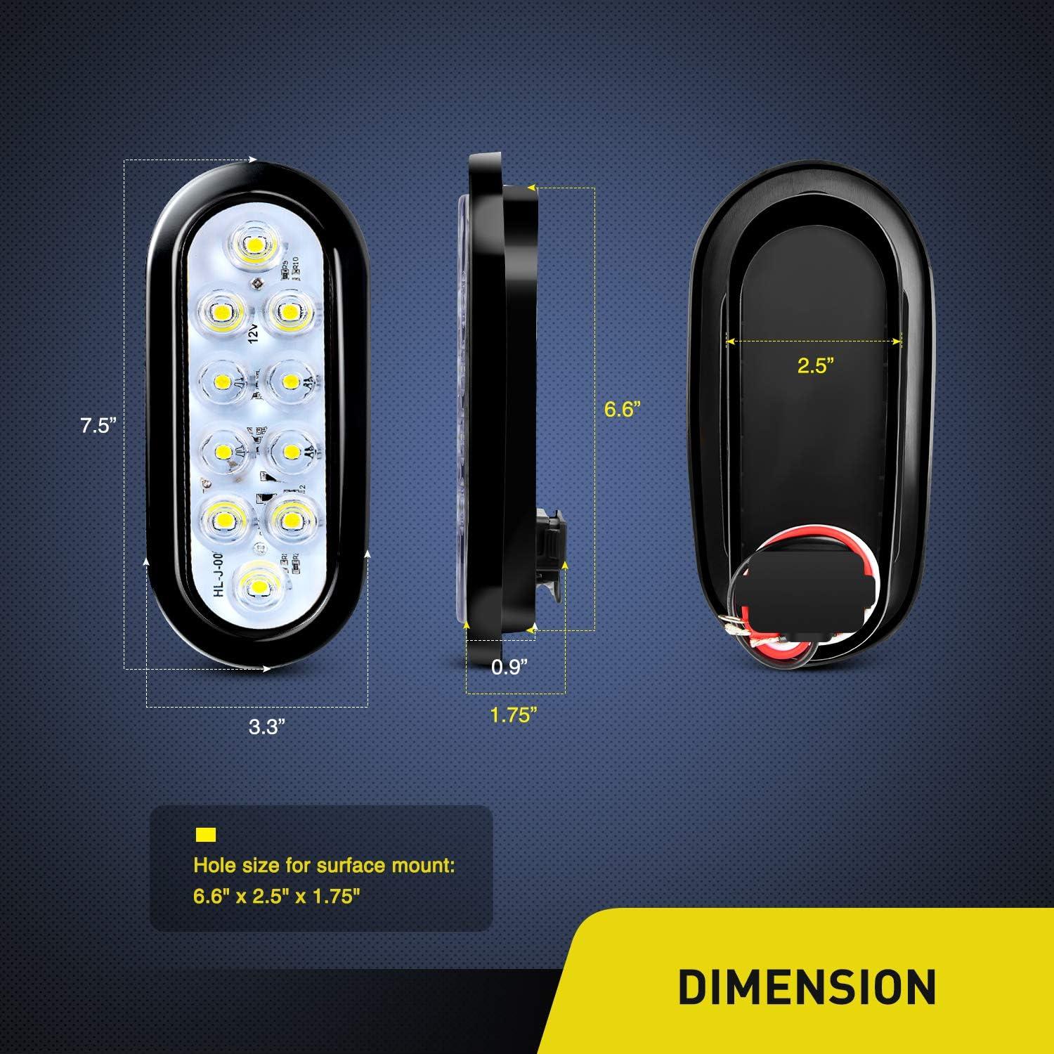 image:imageNilight 6Inch Oval Tail Light 2PCS 35LED Arrow Red Running Stop Brake Lights Surface Mount Waterproof for 12V Caravan Truck RV Camper Trailer BusWhite Lights 2PCS