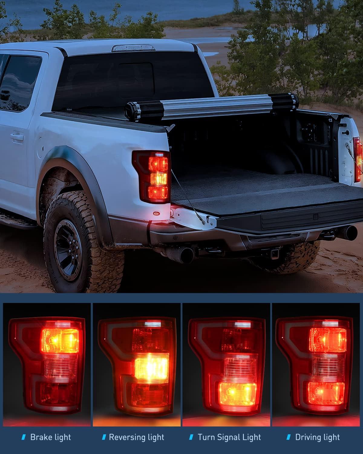 image:imageNilight Driver Side Taillight Assembly for 2018 2019 2020 Ford F150 F150 Pickup Truck Left Side Tail Light Rear Lamp Replacement OE Style Red Housing with Bulbs and Harness