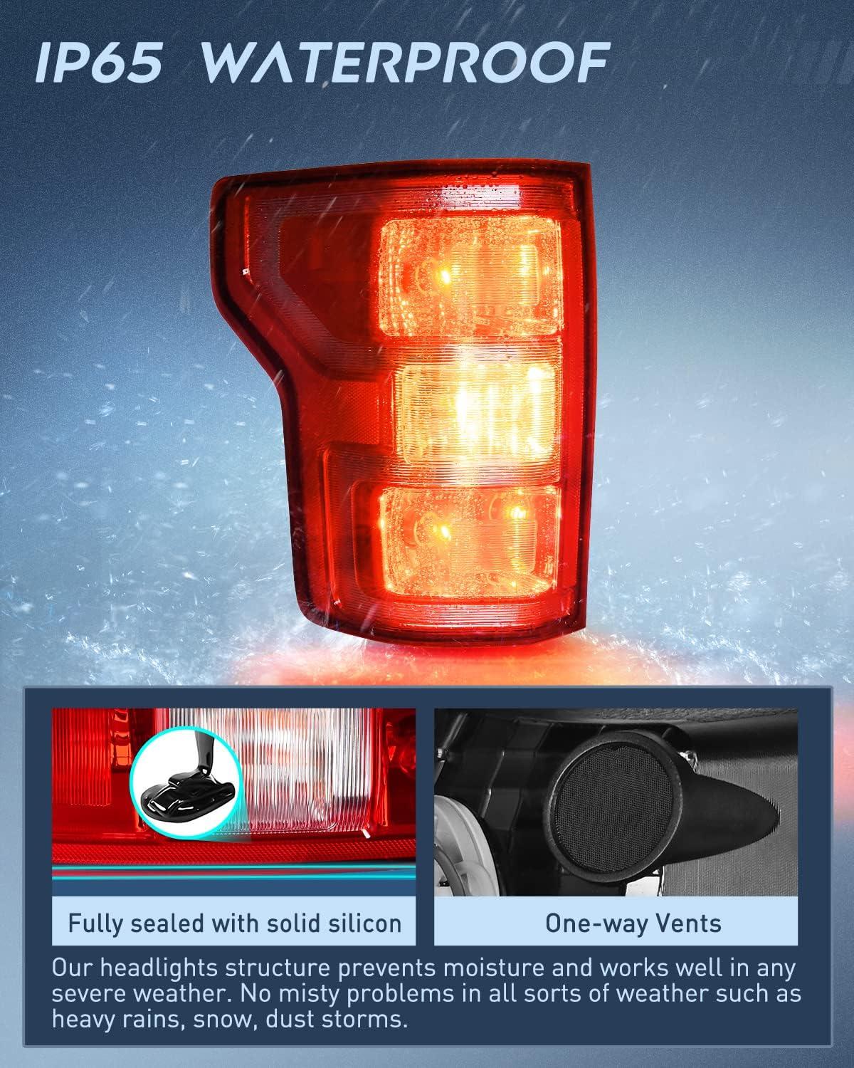 image:imageNilight Driver Side Taillight Assembly for 2018 2019 2020 Ford F150 F150 Pickup Truck Left Side Tail Light Rear Lamp Replacement OE Style Red Housing with Bulbs and Harness