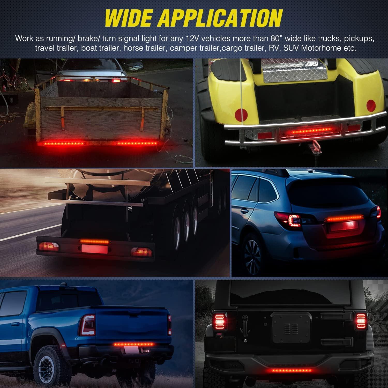 image:imageNilight LED Tail Light 2PCS 17 Inch 40LED Red Running Tail Stop Brake Lights wChrome Bezel Waterproof Surface Mount for 12V Towing Trailer Truck RV Camper Boat1Pc 16 Red 12LED