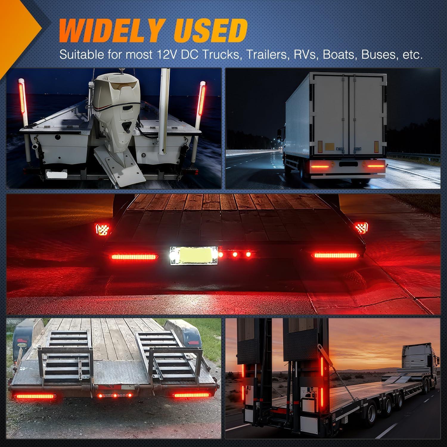 image:imageNilight LED Tail Light 2PCS 17 Inch 40LED Red Running Tail Stop Brake Lights wChrome Bezel Waterproof Surface Mount for 12V Towing Trailer Truck RV Camper Boat2Pcs 17 Red 40LED wchrome bezel