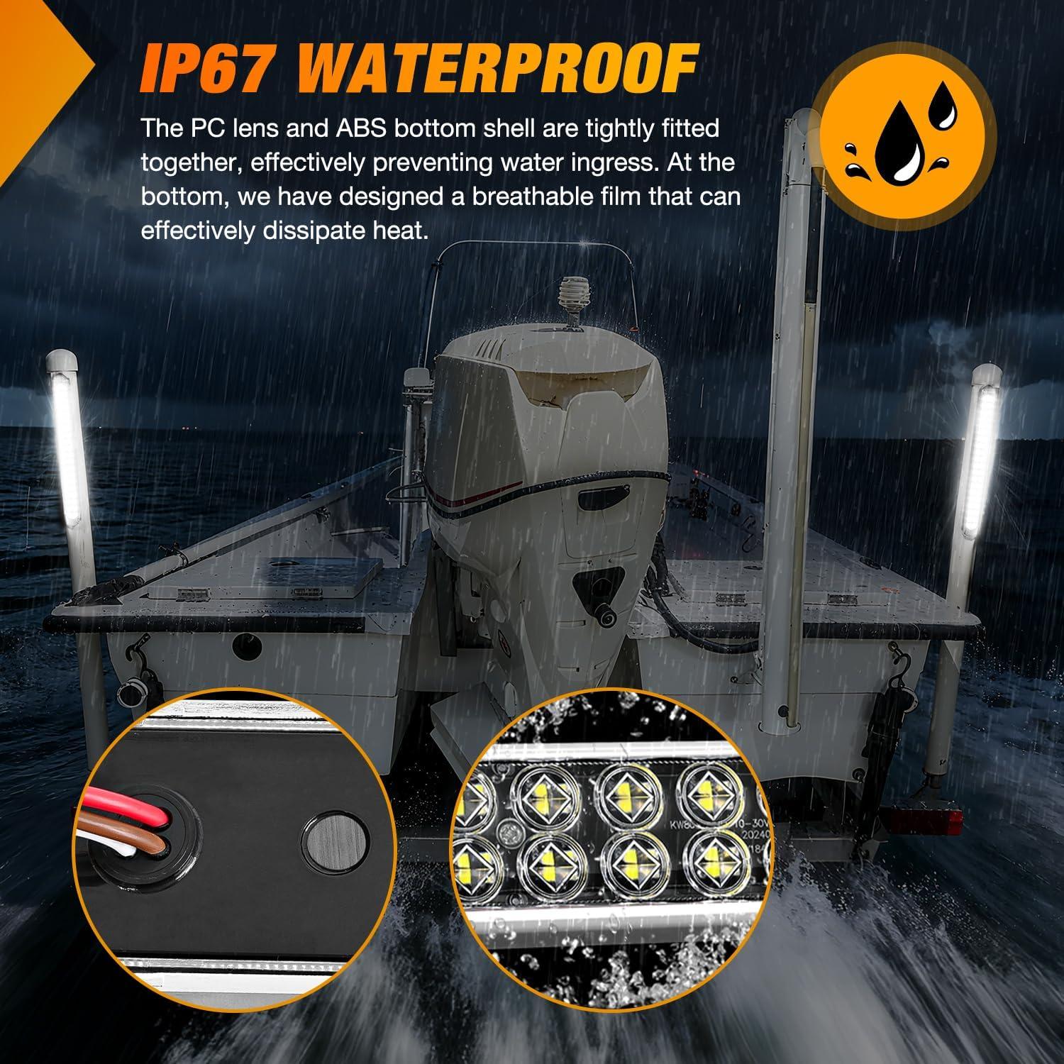 image:imageNilight LED Tail Light 2PCS 17 Inch 40LED Red Running Tail Stop Brake Lights wChrome Bezel Waterproof Surface Mount for 12V Towing Trailer Truck RV Camper Boat2Pcs 17 White 40LED wchrome bezel