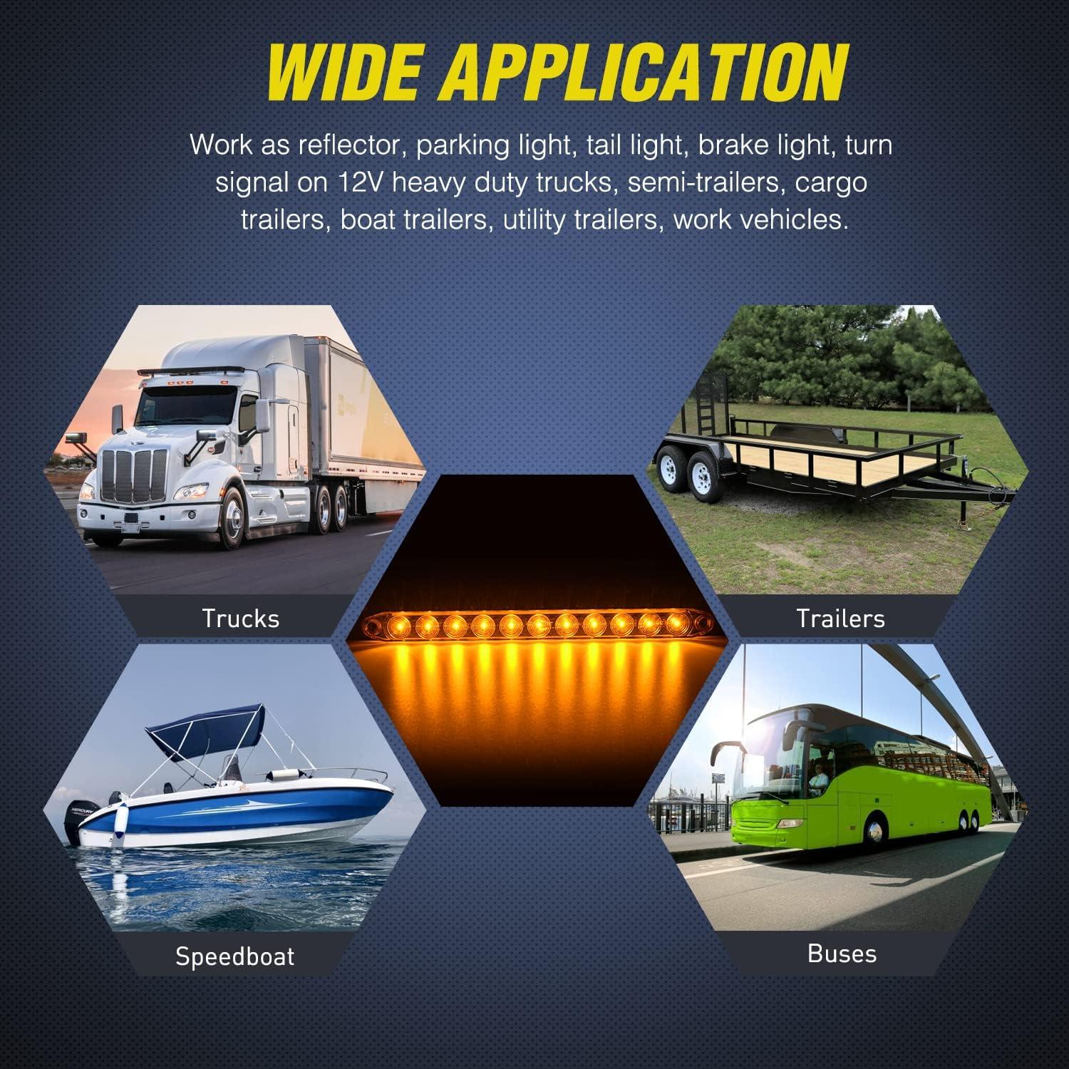 image:imageNilight LED Tail Light 2PCS 17 Inch 40LED Red Running Tail Stop Brake Lights wChrome Bezel Waterproof Surface Mount for 12V Towing Trailer Truck RV Camper Boat2Pcs 16 Amber 11LED