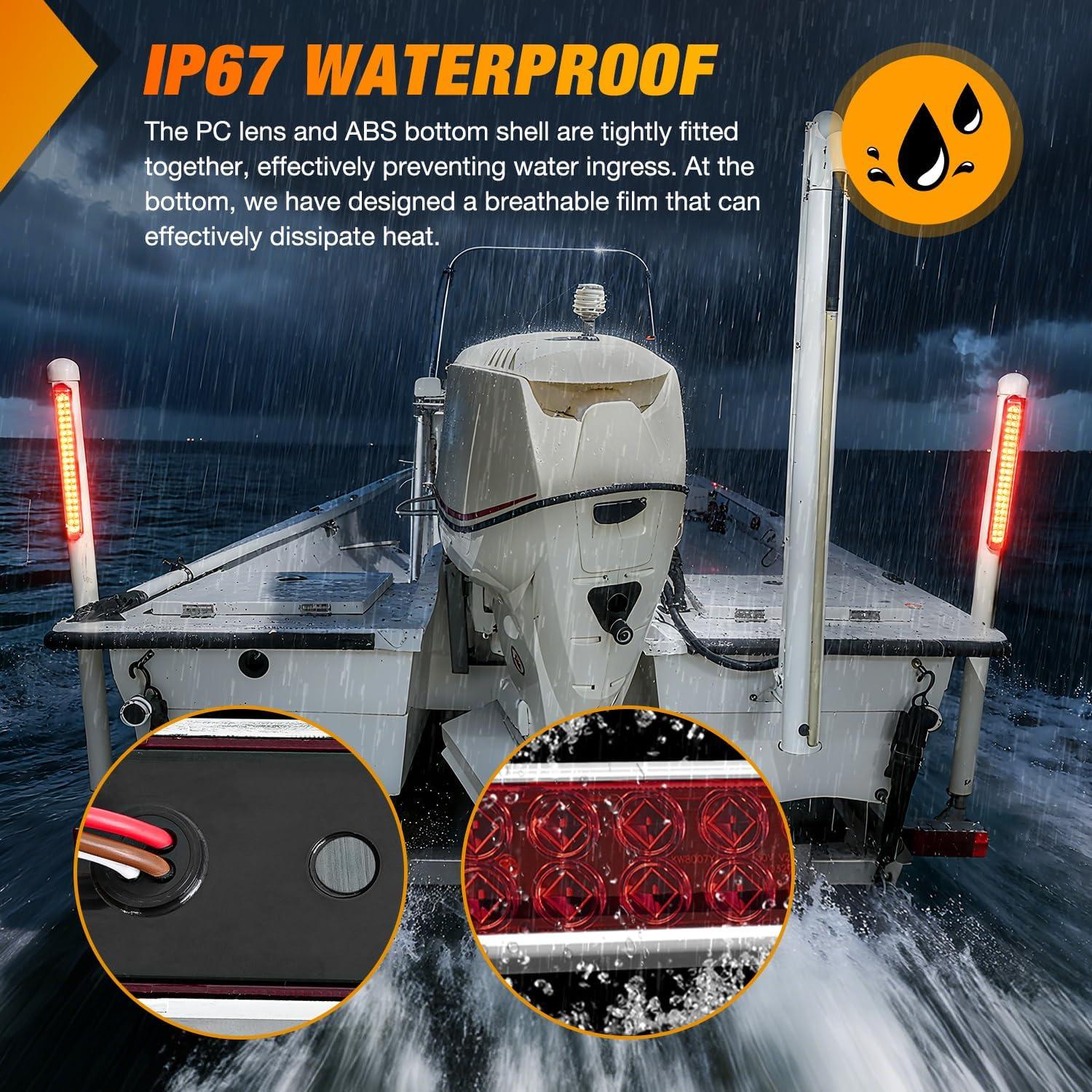 image:imageNilight LED Tail Light 2PCS 17 Inch 40LED Red Running Tail Stop Brake Lights wChrome Bezel Waterproof Surface Mount for 12V Towing Trailer Truck RV Camper Boat2Pcs 17 Red 40LED wchrome bezel