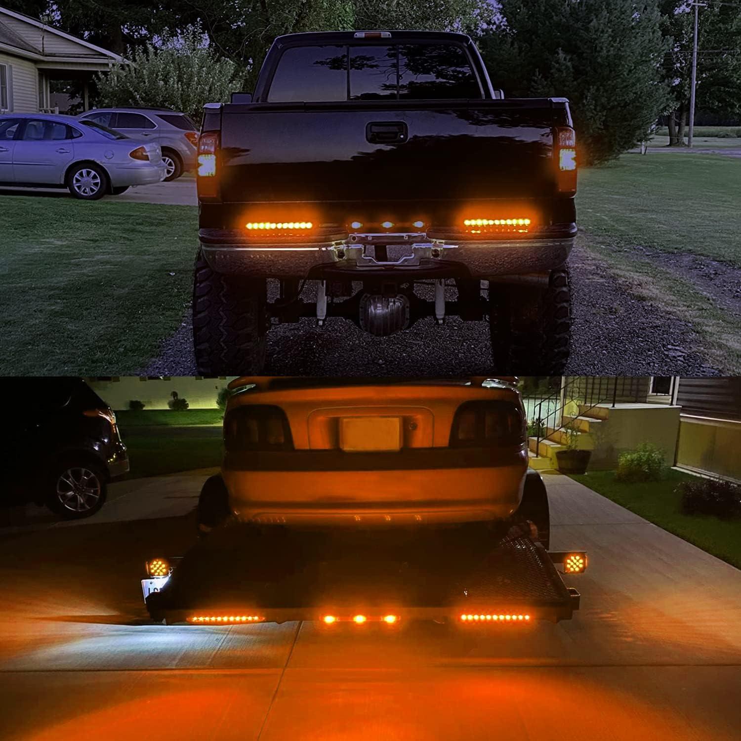 image:imageNilight LED Tail Light 2PCS 17 Inch 40LED Red Running Tail Stop Brake Lights wChrome Bezel Waterproof Surface Mount for 12V Towing Trailer Truck RV Camper Boat2Pcs 16 Amber 11LED