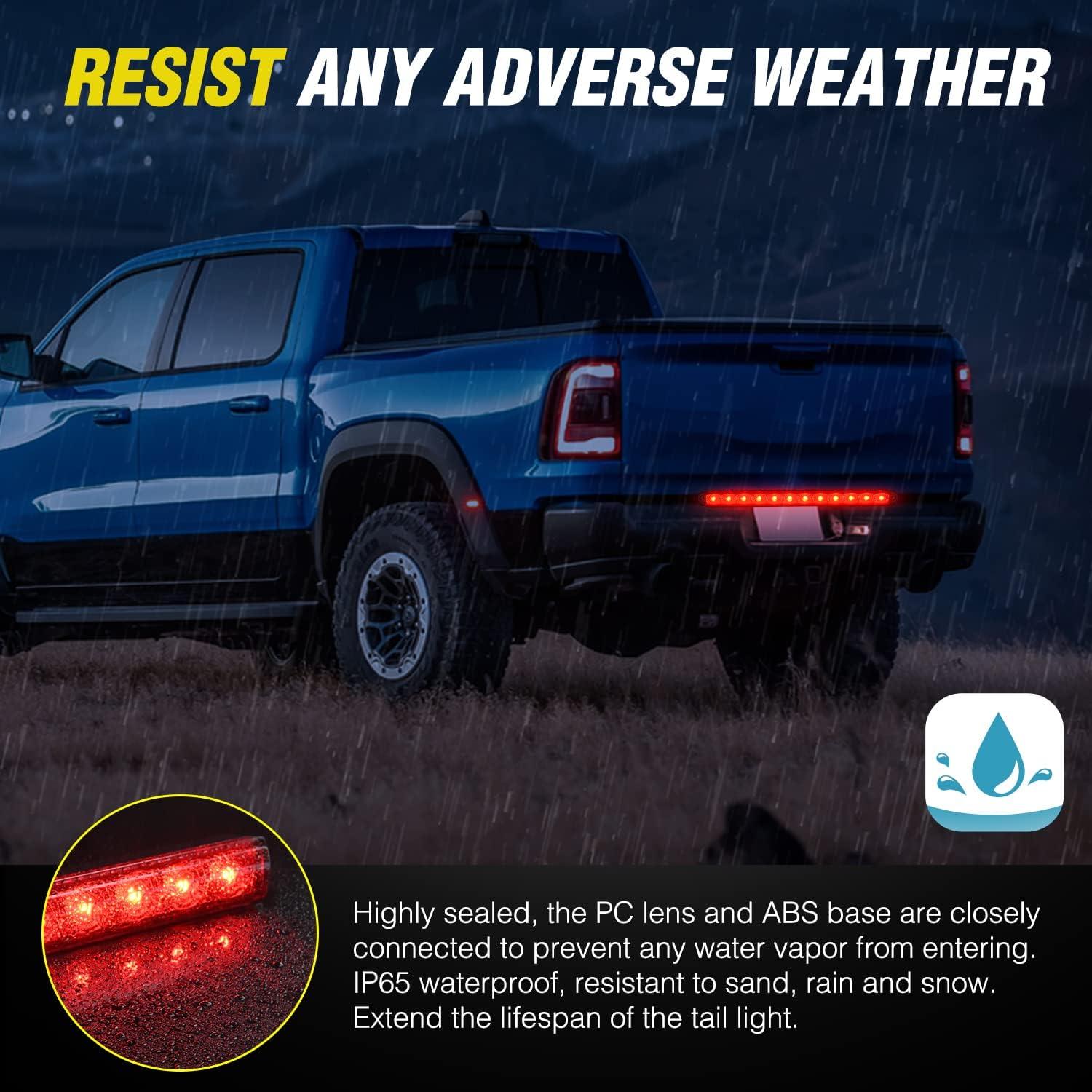 image:imageNilight LED Tail Light 2PCS 17 Inch 40LED Red Running Tail Stop Brake Lights wChrome Bezel Waterproof Surface Mount for 12V Towing Trailer Truck RV Camper Boat1Pc 16 Red 12LED