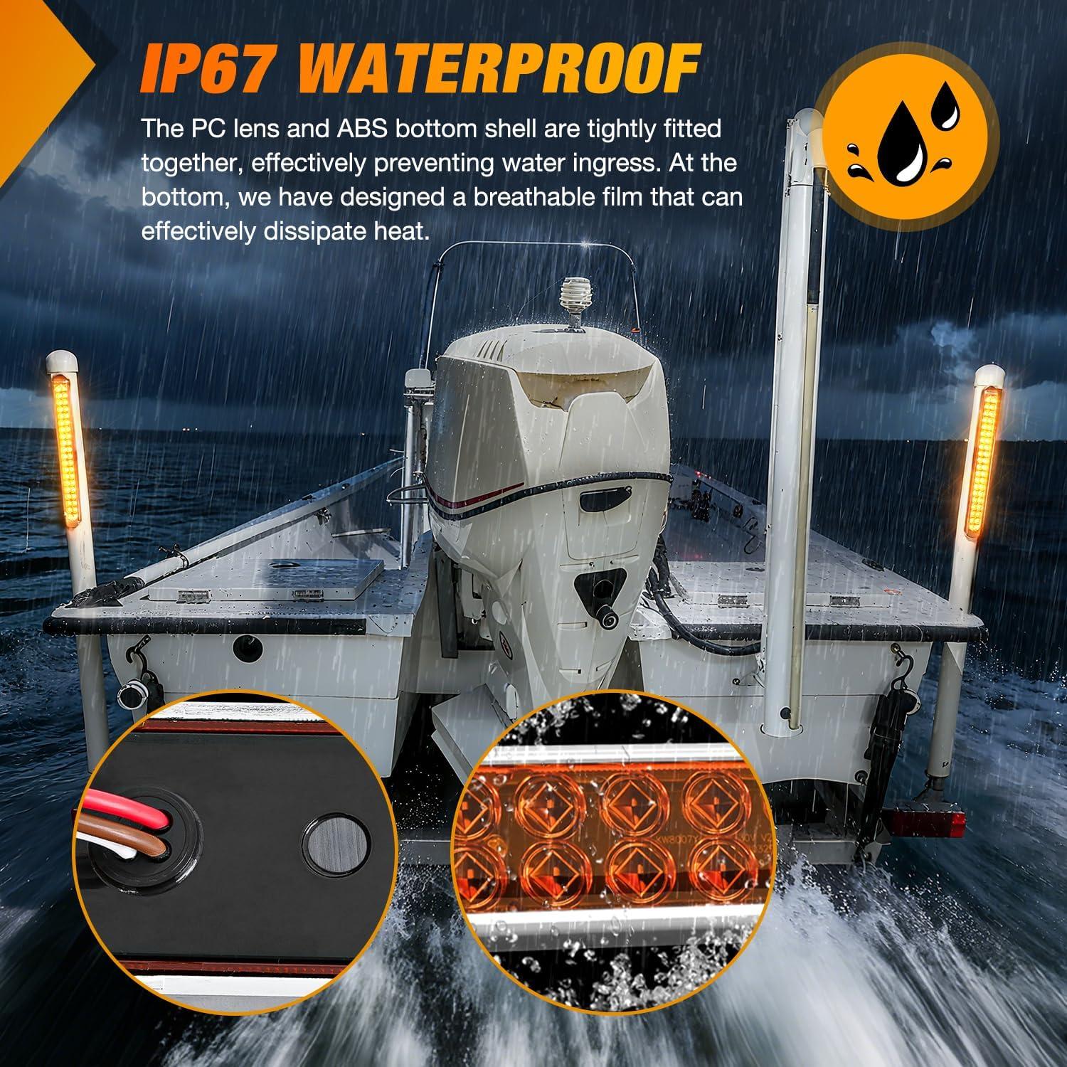 image:imageNilight LED Tail Light 2PCS 17 Inch 40LED Red Running Tail Stop Brake Lights wChrome Bezel Waterproof Surface Mount for 12V Towing Trailer Truck RV Camper Boat2Pcs 17 Amber 40LED wchrome bezel