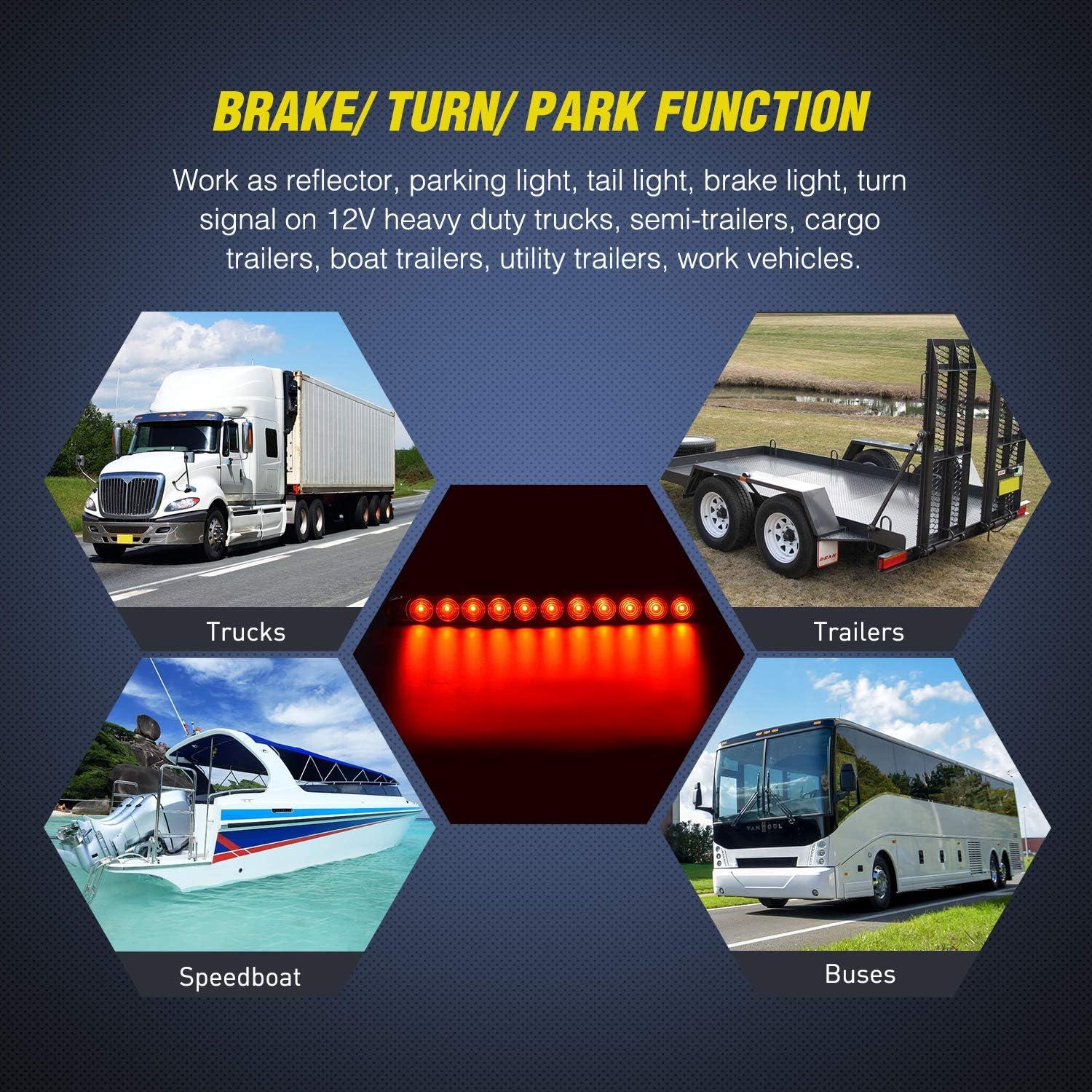 image:imageNilight LED Tail Light 2PCS 17 Inch 40LED Red Running Tail Stop Brake Lights wChrome Bezel Waterproof Surface Mount for 12V Towing Trailer Truck RV Camper Boat2Pcs 16 Red 11LED