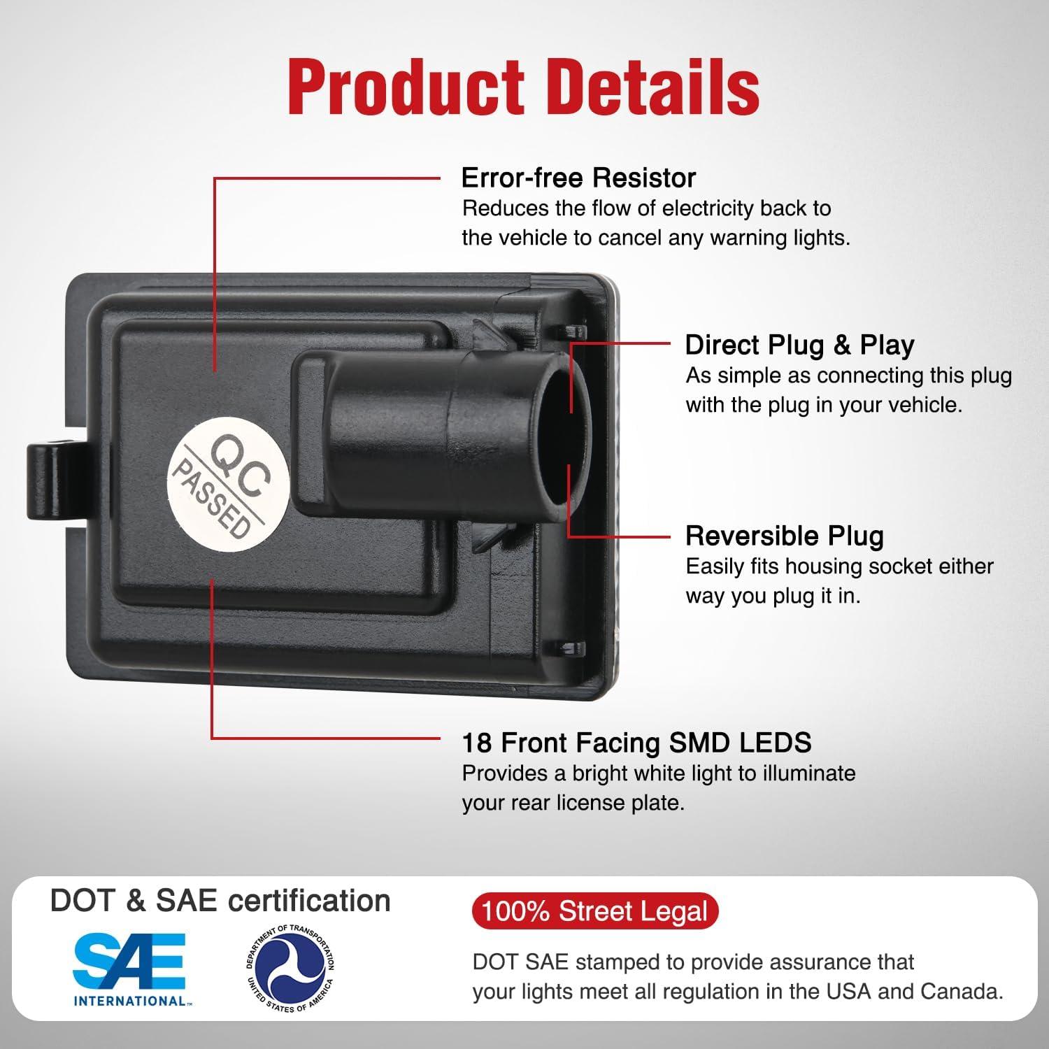 image:imageNilight License Plate Light Compatible with 1994 1995 1996 1997 1998 1999 2000 2001 Dodge Ram 1500 2500 3500 2002 RAM 2500 3500 6000K White 2PCS Pack20142023 Durango