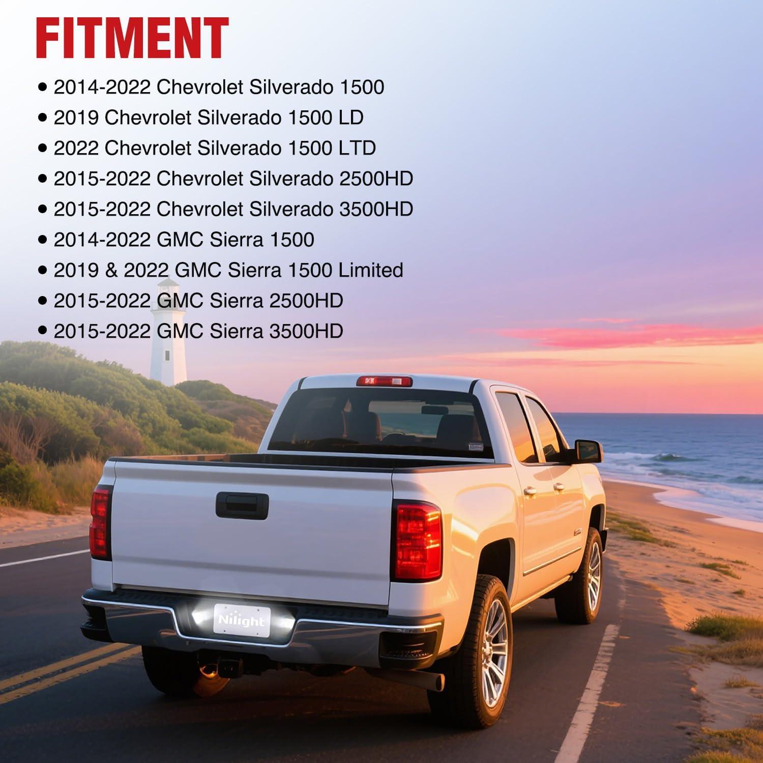 image:imageNilight License Plate Light Compatible with 1994 1995 1996 1997 1998 1999 2000 2001 Dodge Ram 1500 2500 3500 2002 RAM 2500 3500 6000K White 2PCS Pack20142023 Chevy SilveradoGMC Sierra
