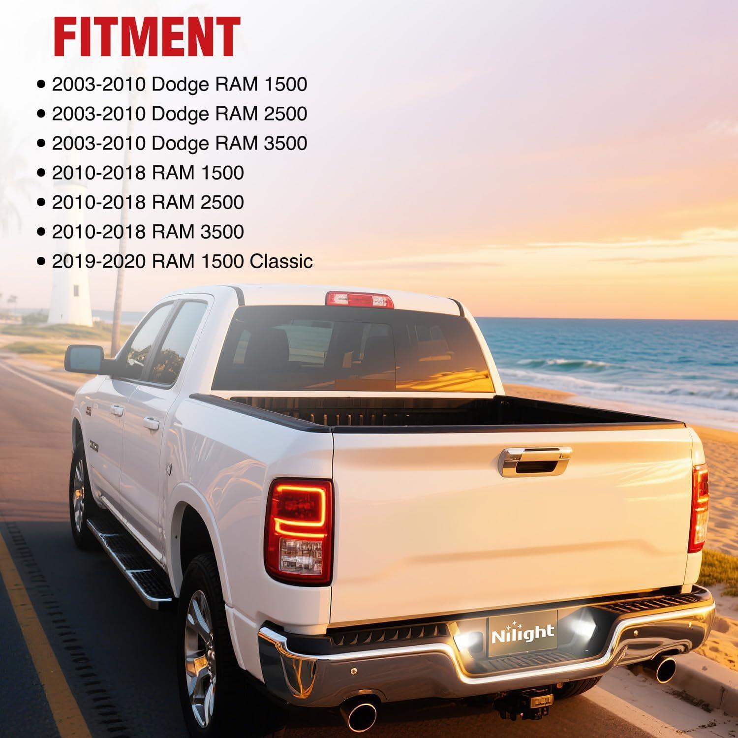 image:imageNilight License Plate Light Compatible with 1994 1995 1996 1997 1998 1999 2000 2001 Dodge Ram 1500 2500 3500 2002 RAM 2500 3500 6000K White 2PCS PackClear 20032018 Dodge Ram