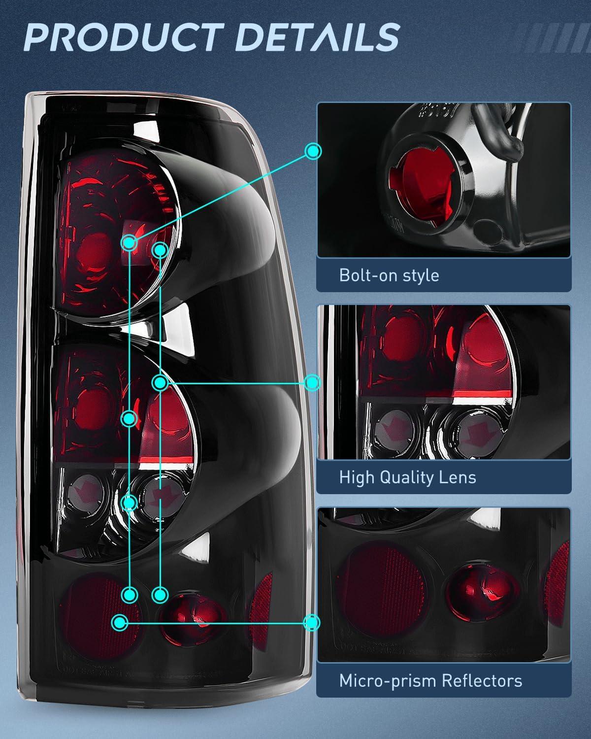 image:imageNilight Taillight Assembly Compatible with 1999 2000 2001 2002 2003 2004 2005 2006 2007 Chevy Silverado 1500 2500 3500 9902 GMC Sierra Rear Lamp Replacement with Classic Body OE StyleSmoke Lens
