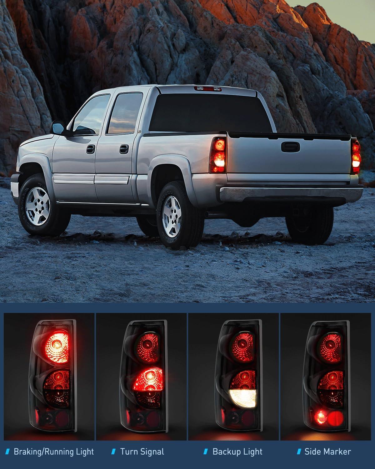 image:imageNilight Taillight Assembly Compatible with 1999 2000 2001 2002 2003 2004 2005 2006 2007 Chevy Silverado 1500 2500 3500 9902 GMC Sierra Rear Lamp Replacement with Classic Body OE StyleSmoke Lens