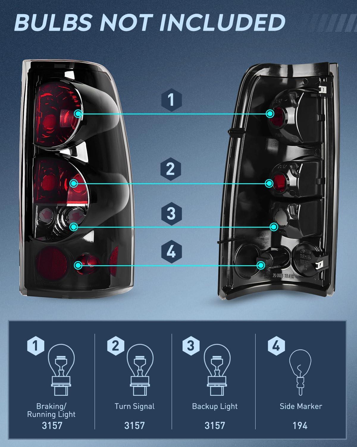image:imageNilight Taillight Assembly Compatible with 1999 2000 2001 2002 2003 2004 2005 2006 2007 Chevy Silverado 1500 2500 3500 9902 GMC Sierra Rear Lamp Replacement with Classic Body OE StyleSmoke Lens