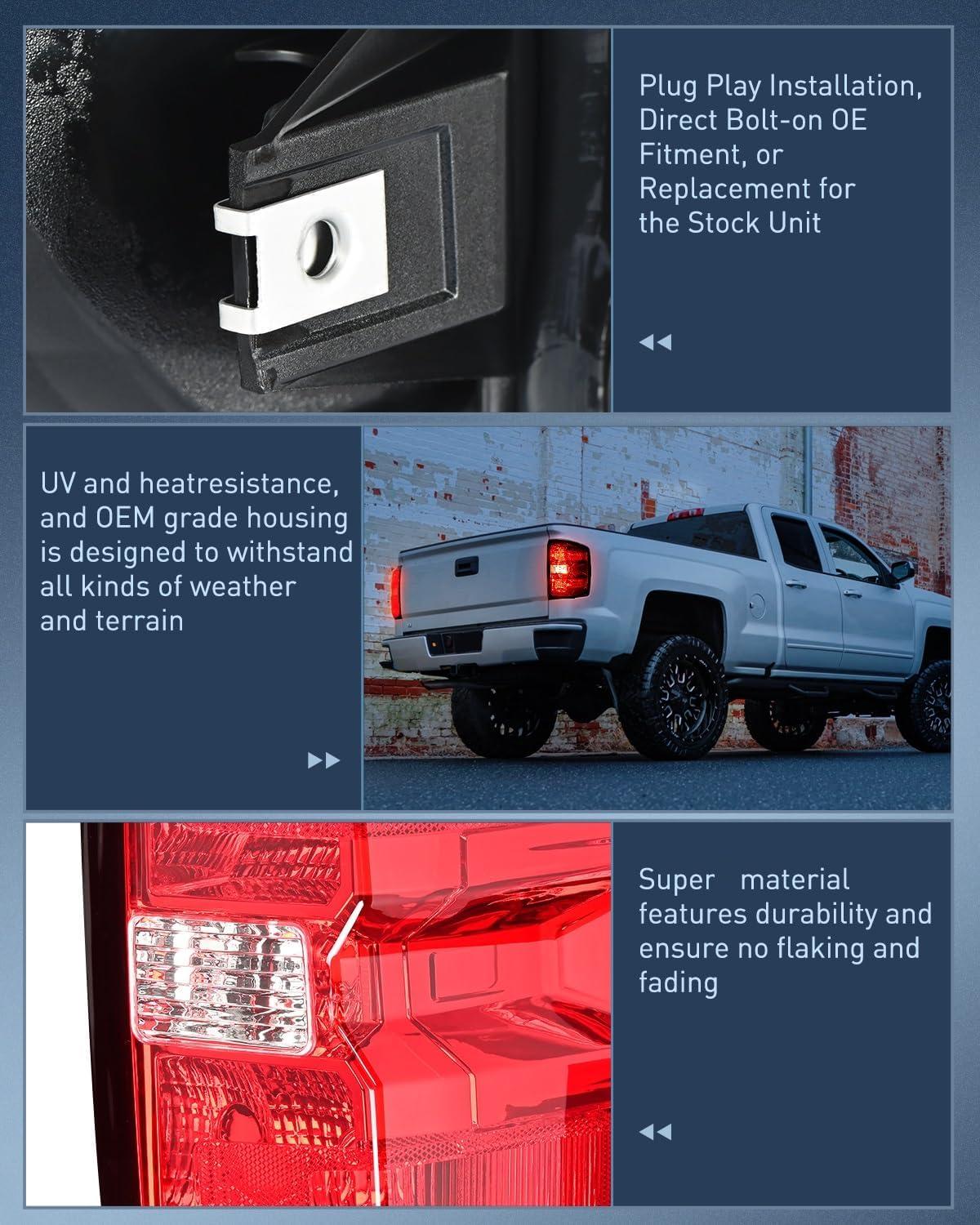 image:imageNilight Taillight Assembly for 2014 2015 2016 2017 2018 2019 Chevy Silverado 1500 2500HD 3500HD 20152019 GMC Sierra 3500HD 2019 Silverado 1500LD OE Style Rear Lamp Driver SideDriver Side